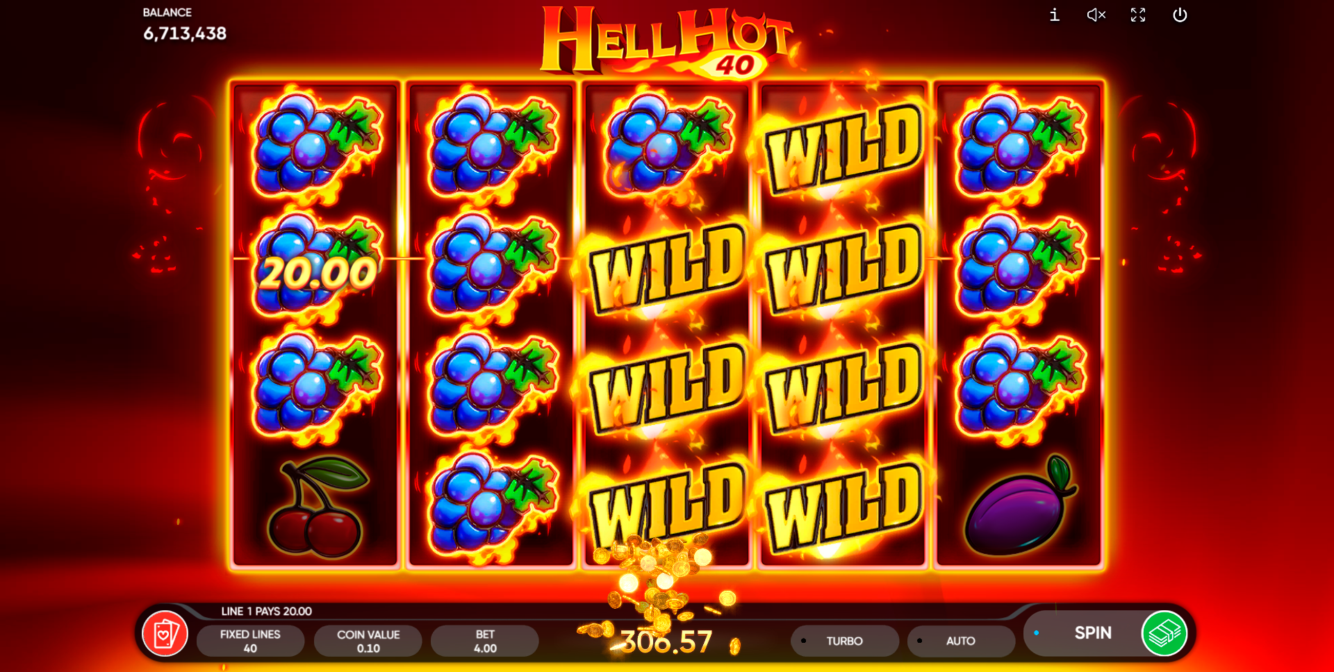 Win Money in Hell Hot 40 Free Slot Game by Endorphina