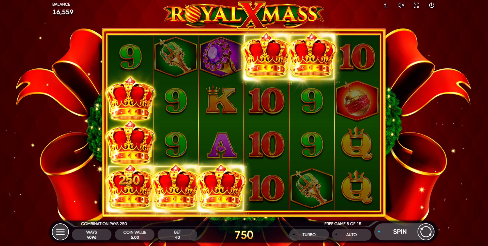 Win Money in Royal Xmass Free Slot Game by Endorphina