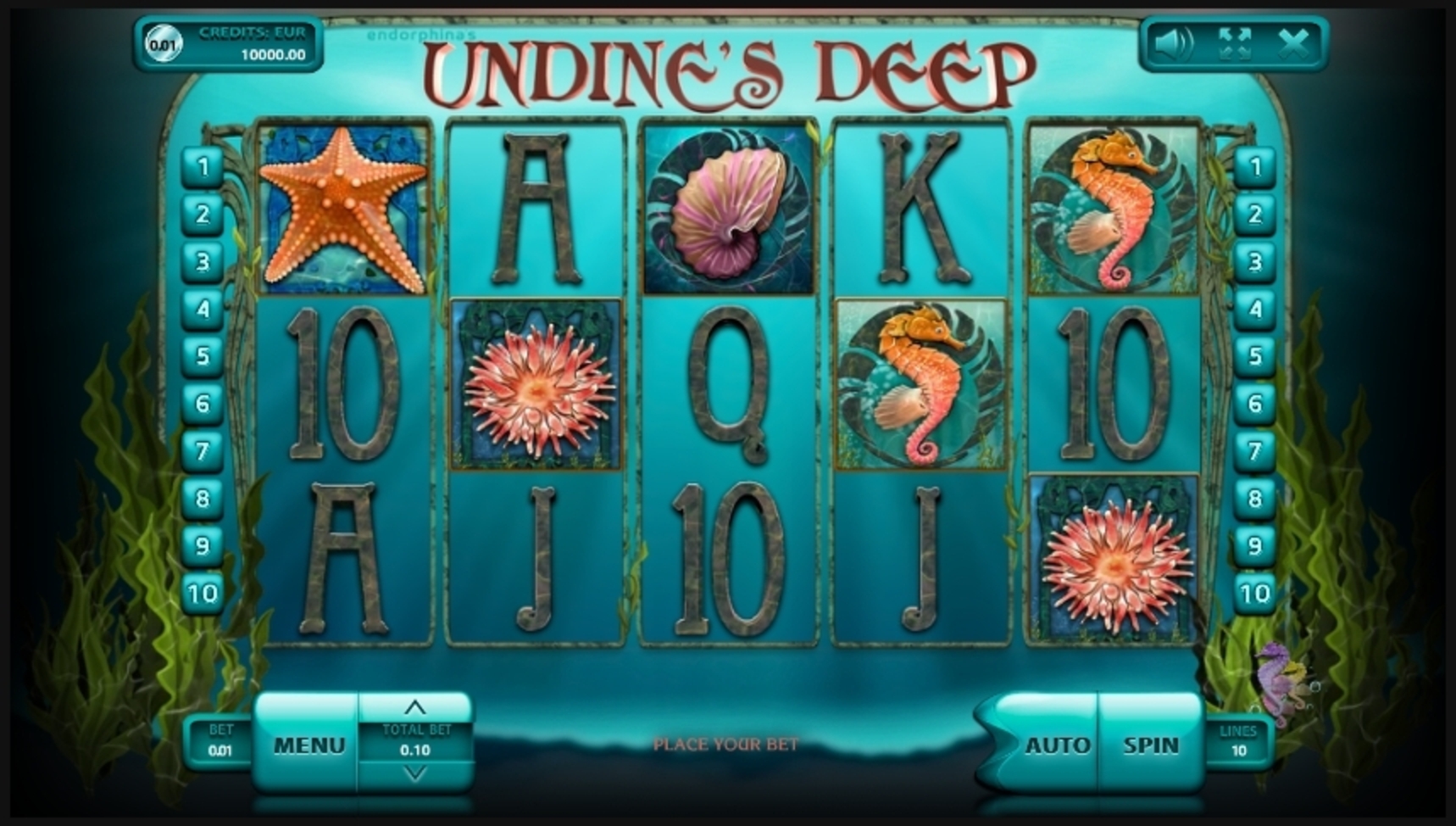 Reels in Undine's Deep Slot Game by Endorphina