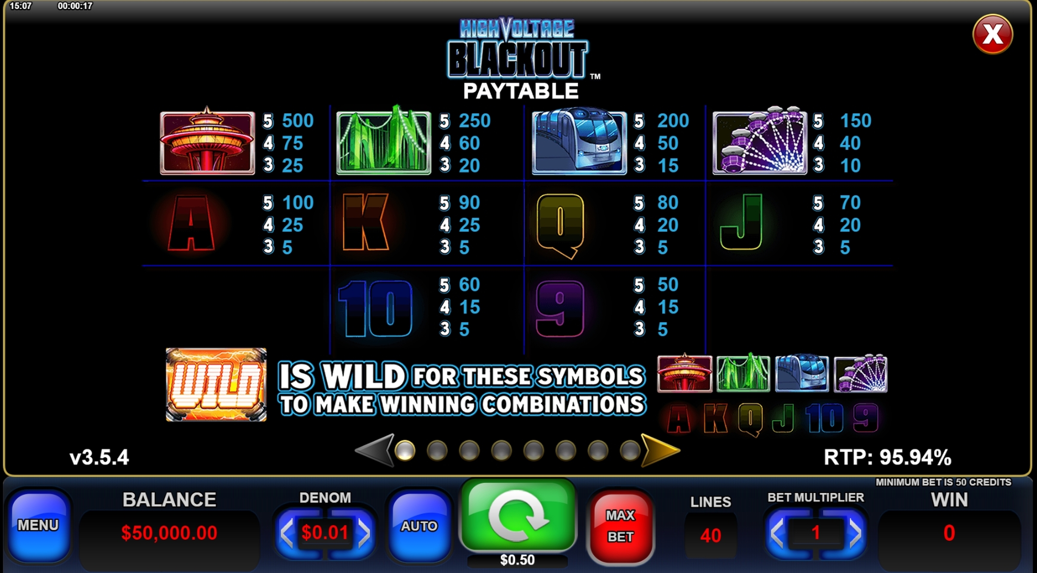 Info of High Voltage Blackout Slot Game by Everi