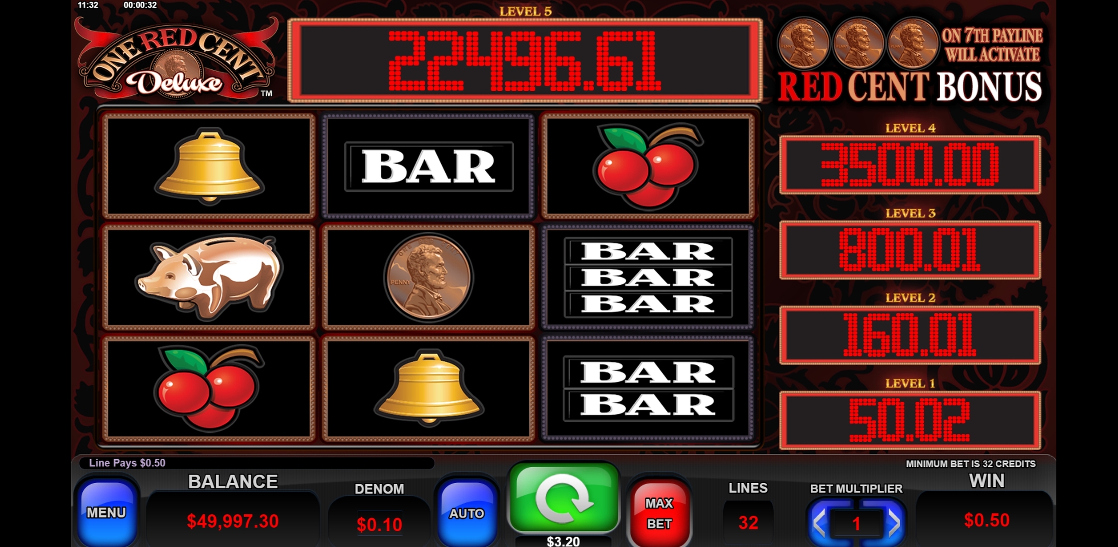 Win Money in One Red Cent Deluxe Free Slot Game by Everi