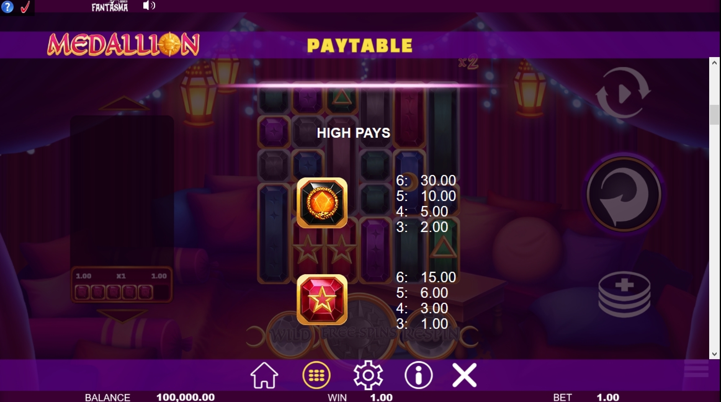 Info of Medallion Megaways Slot Game by Fantasma Games
