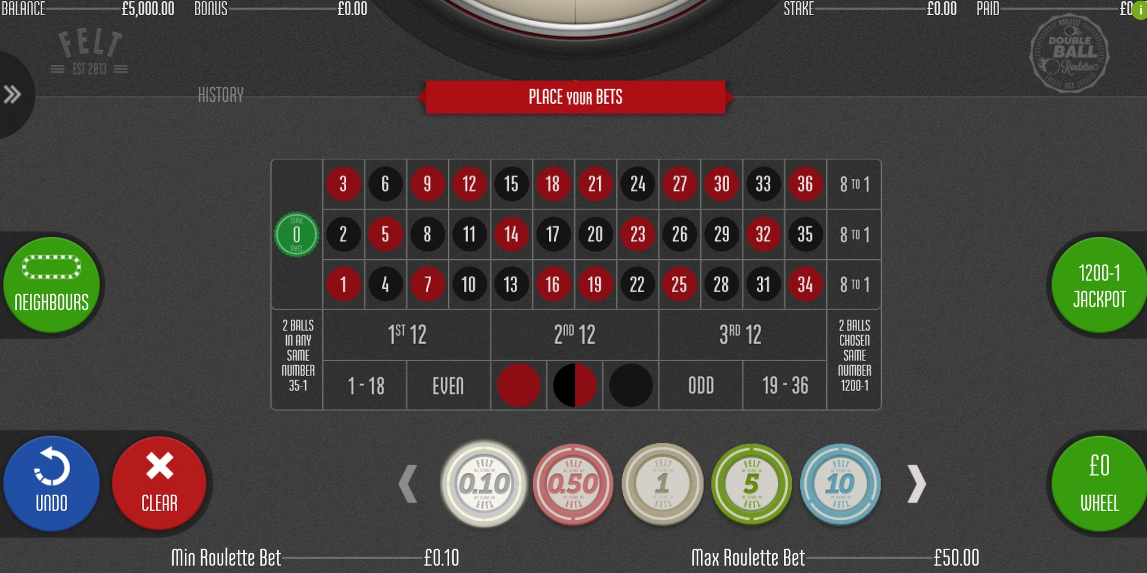 Reels in Double Ball Roulette Slot Game by Felt