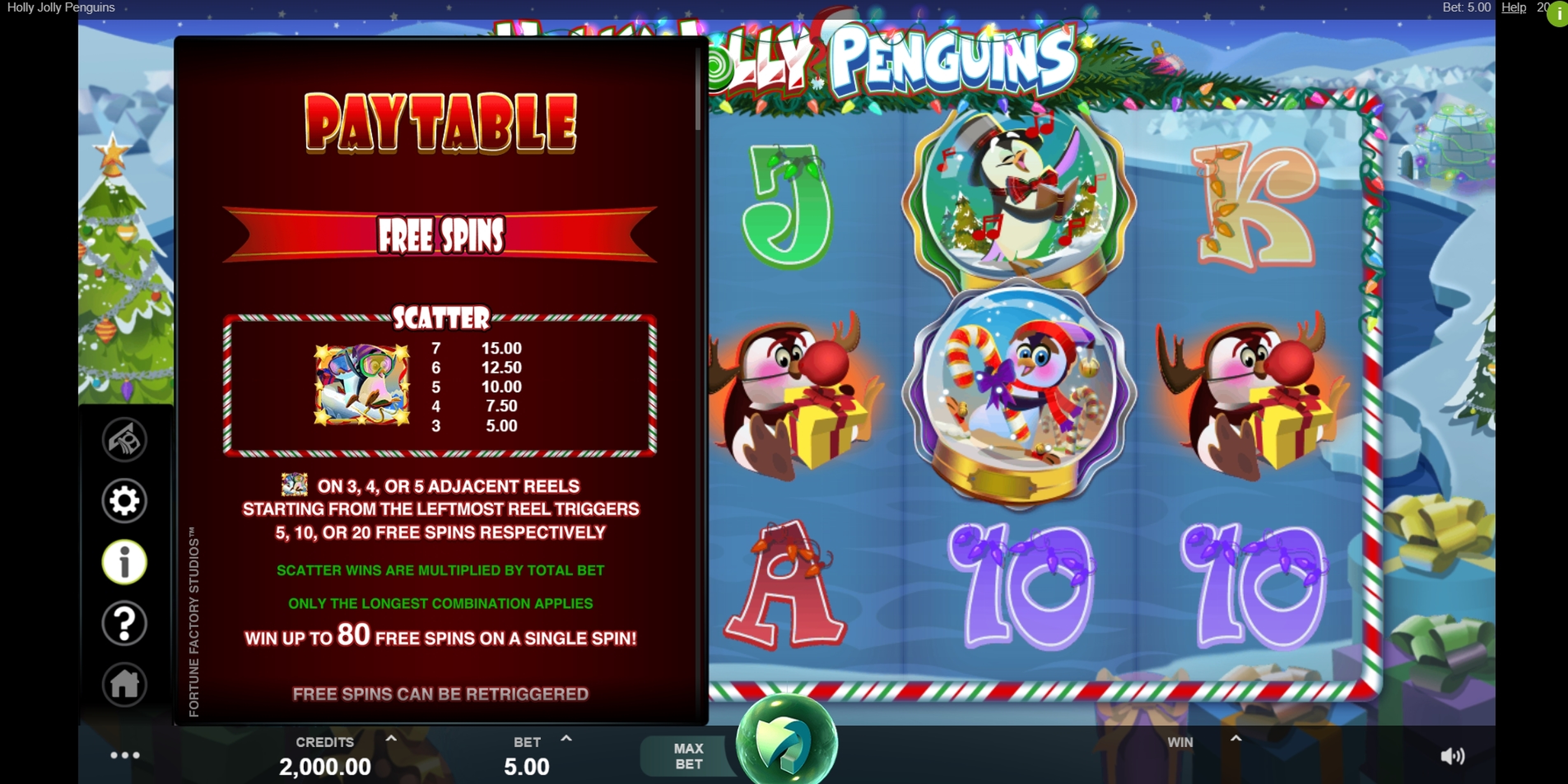 Info of Holly Jolly Penguins Slot Game by Fortune Factory Studios