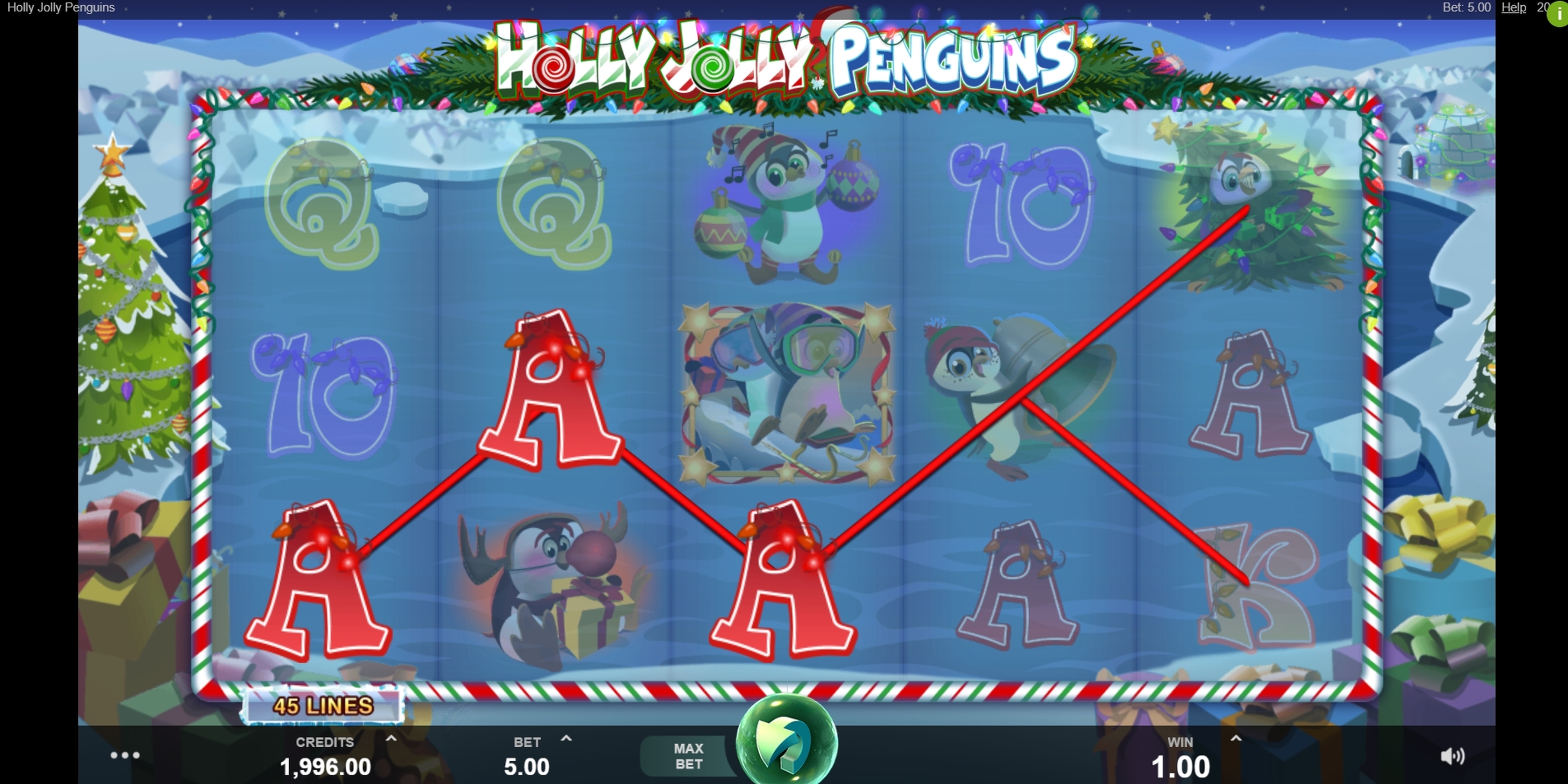 Holly jolly penguins slot machine