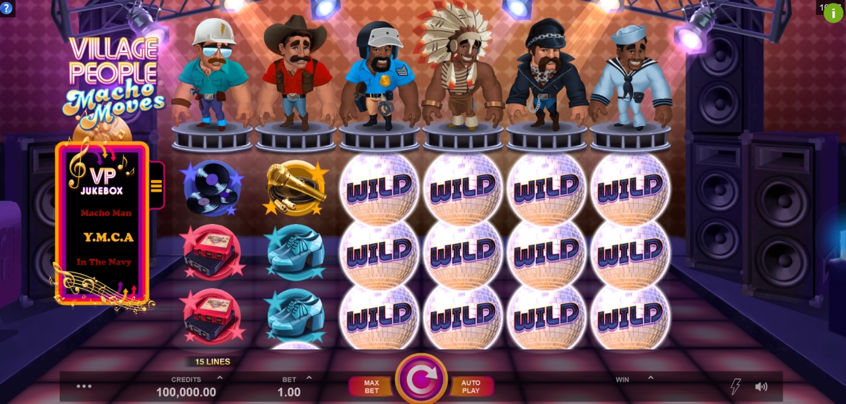 Reels in Village People Macho Moves Slot Game by Fortune Factory Studios