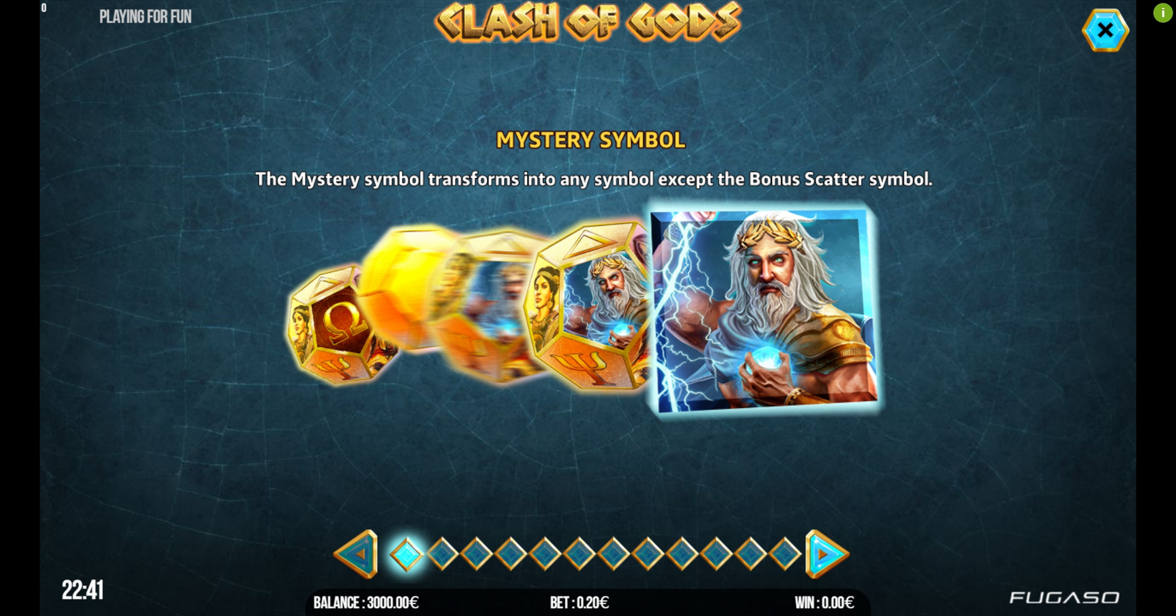 Info of Clash of Gods Slot Game by Fugaso