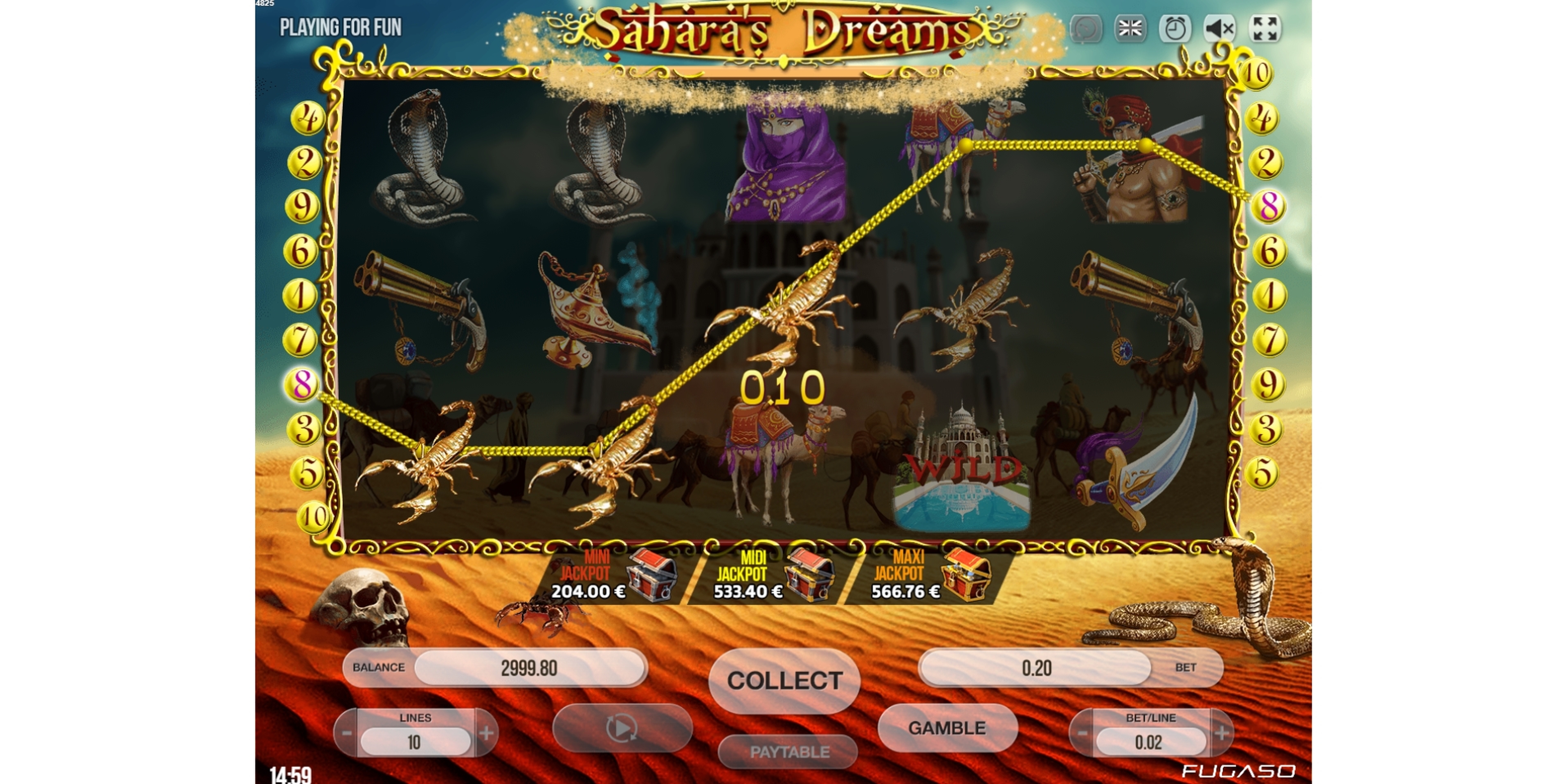 Win Money in Sahara's Dreams Free Slot Game by Fugaso