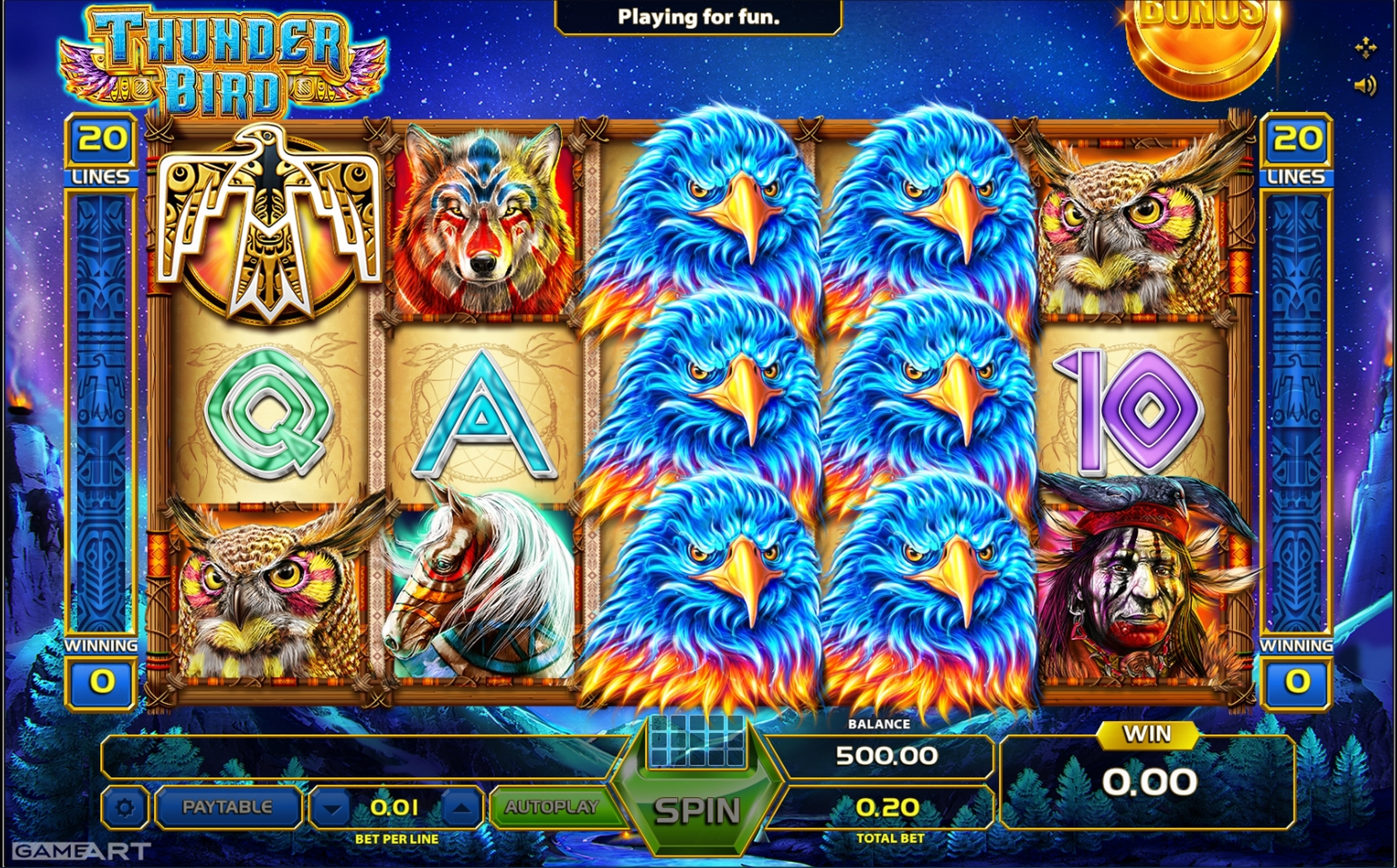 Reels in Thunder Bird Slot Game by GameArt