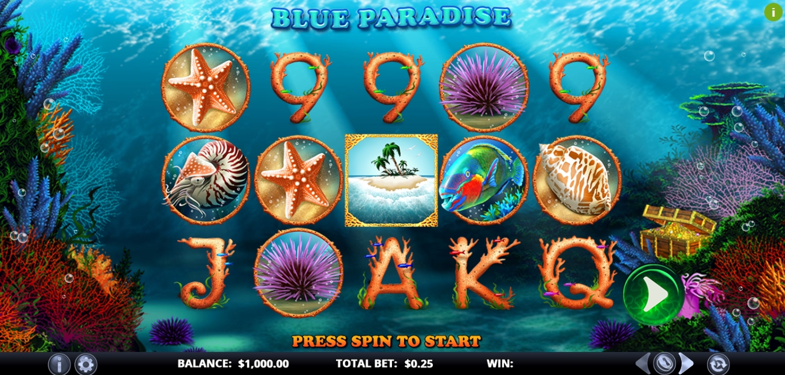 Reels in Blue Paradise Slot Game by Games Lab