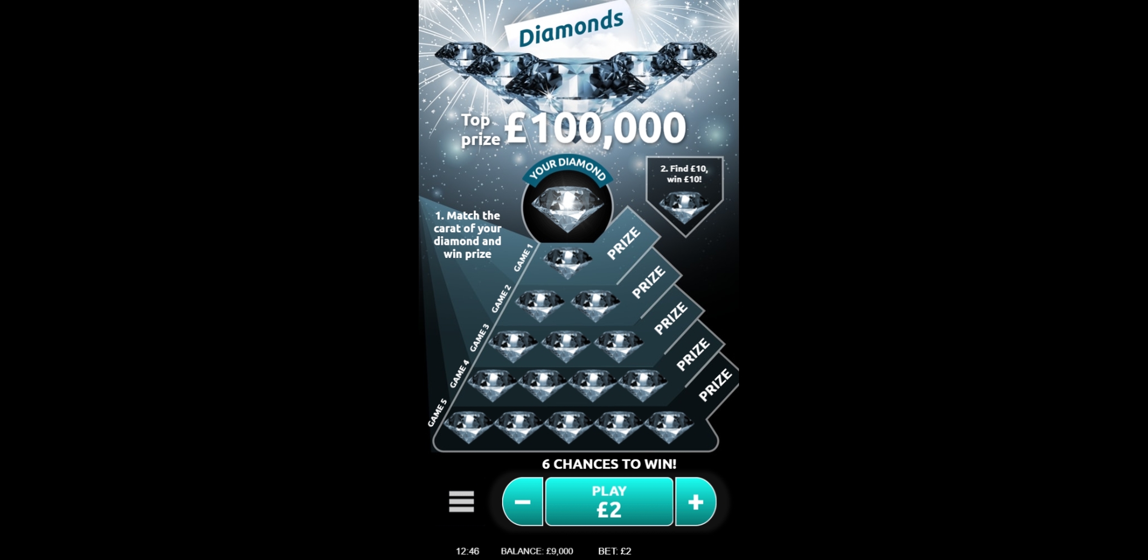 Reels in Diamond Slot Game by Gamevy