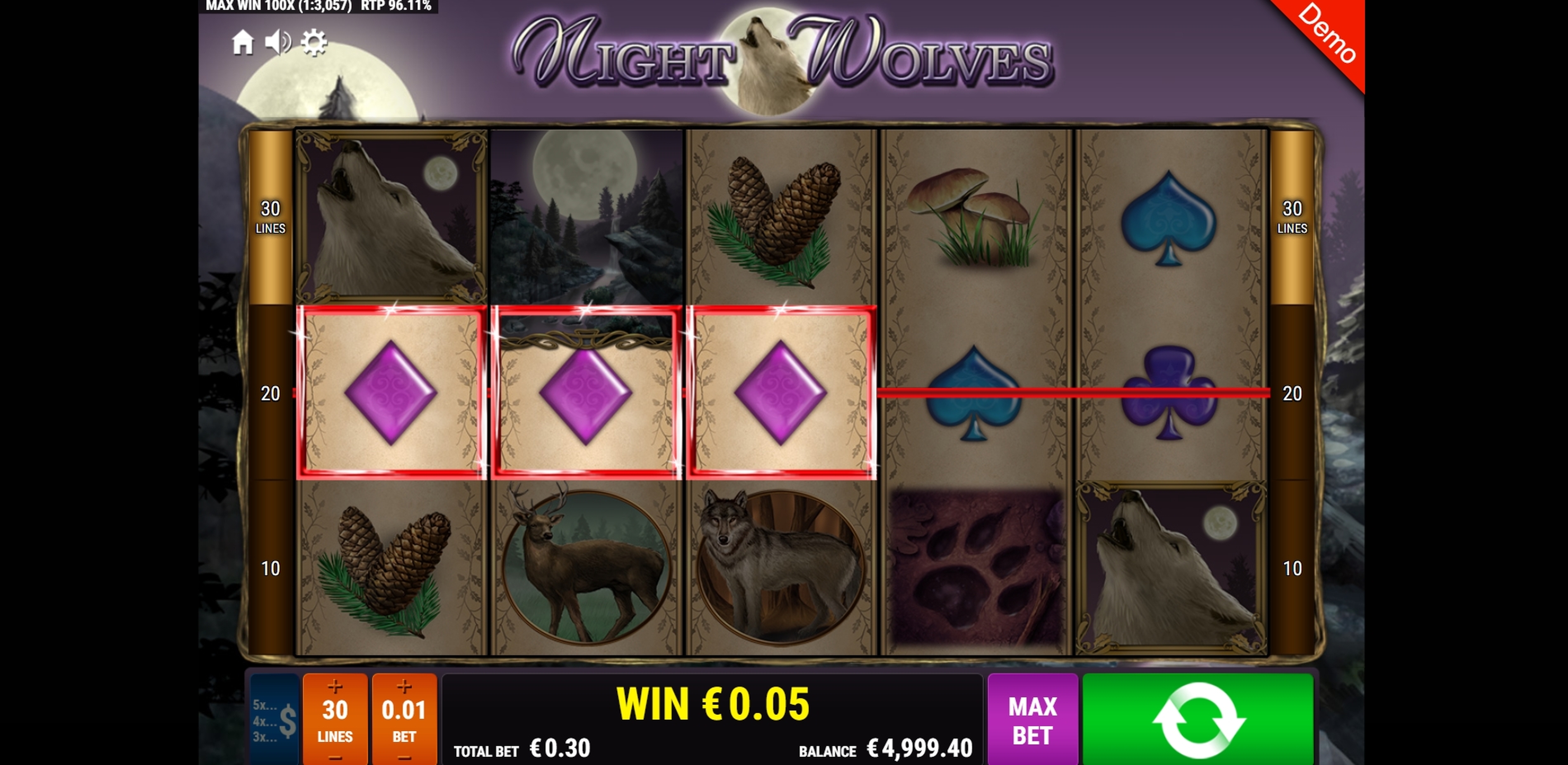 Win Money in Night Wolves Free Slot Game by Gamomat
