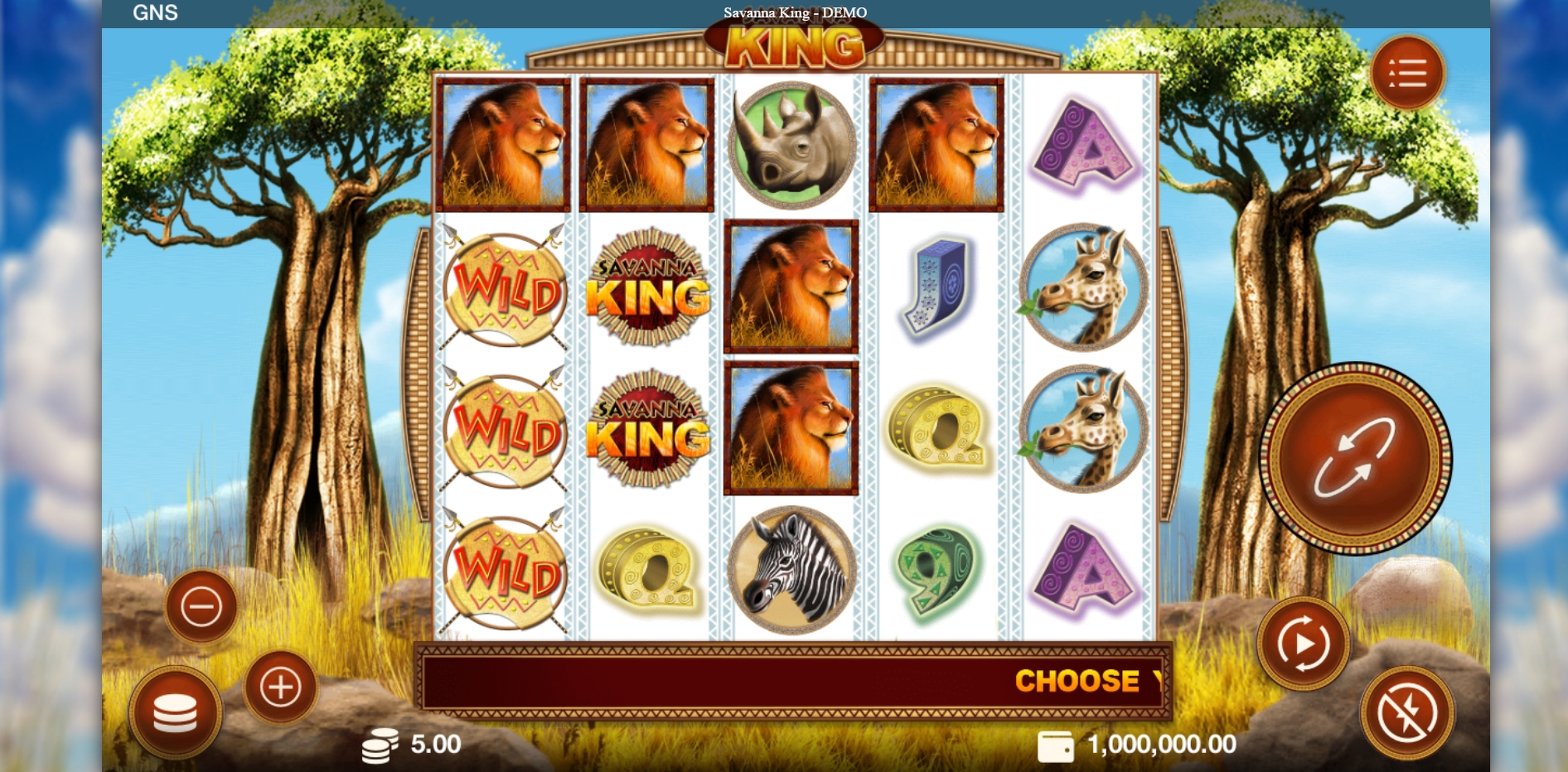 Reels in Savanna King Slot Game by Genesis Gaming