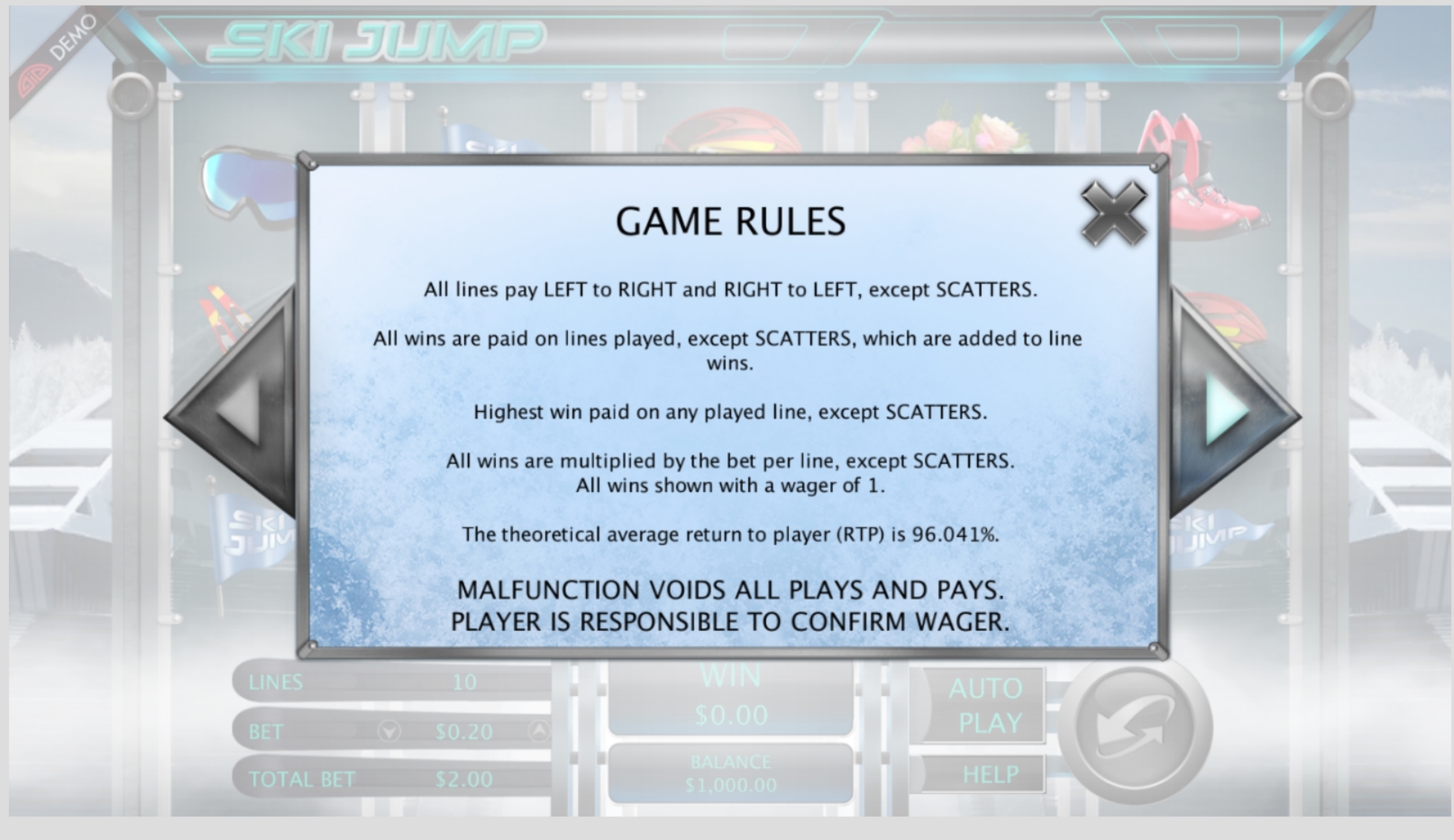 Info of Ski Jump Slot Game by Genesis Gaming