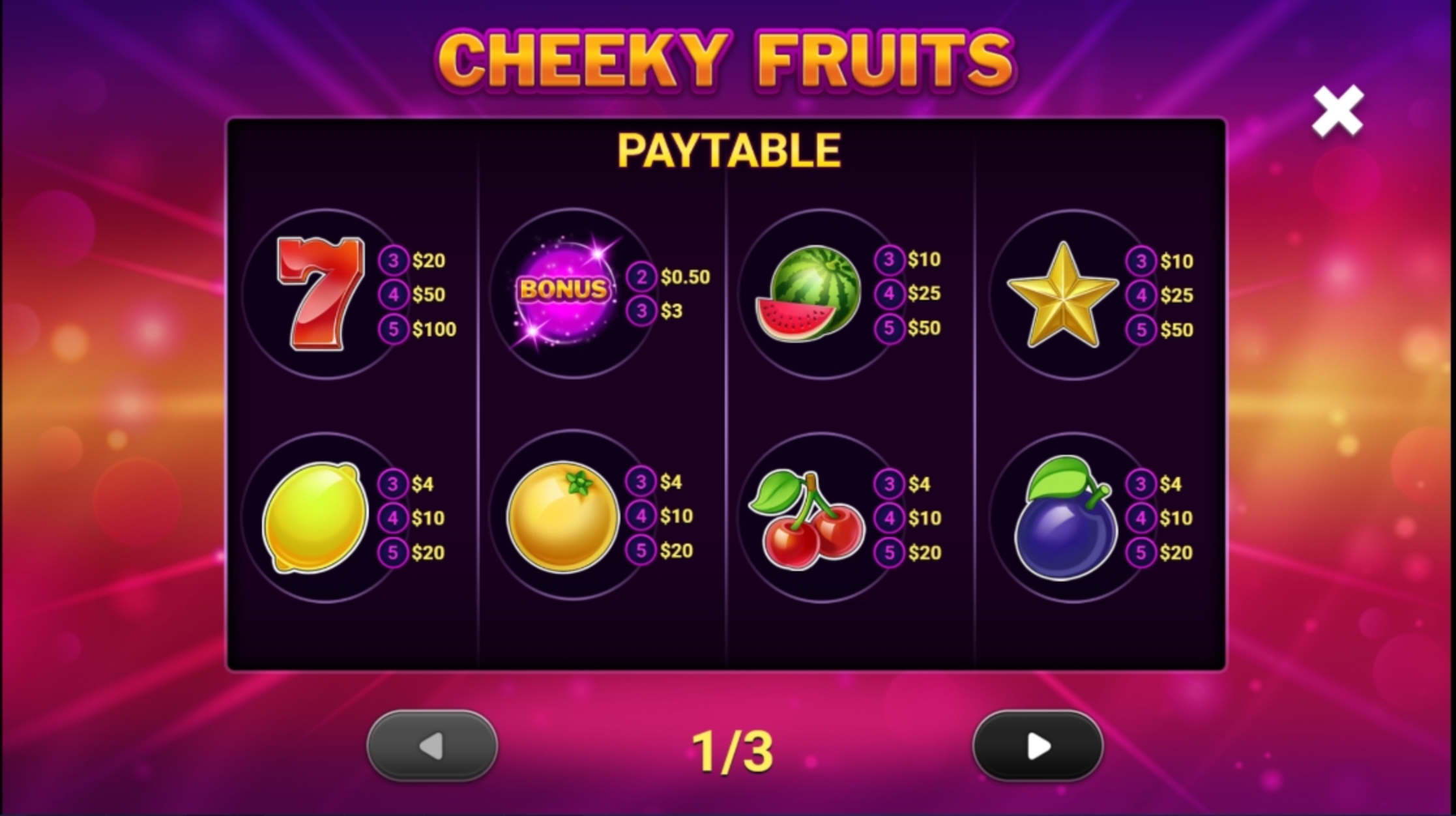 Info of Cheeky Fruits Slot Game by Gluck Games