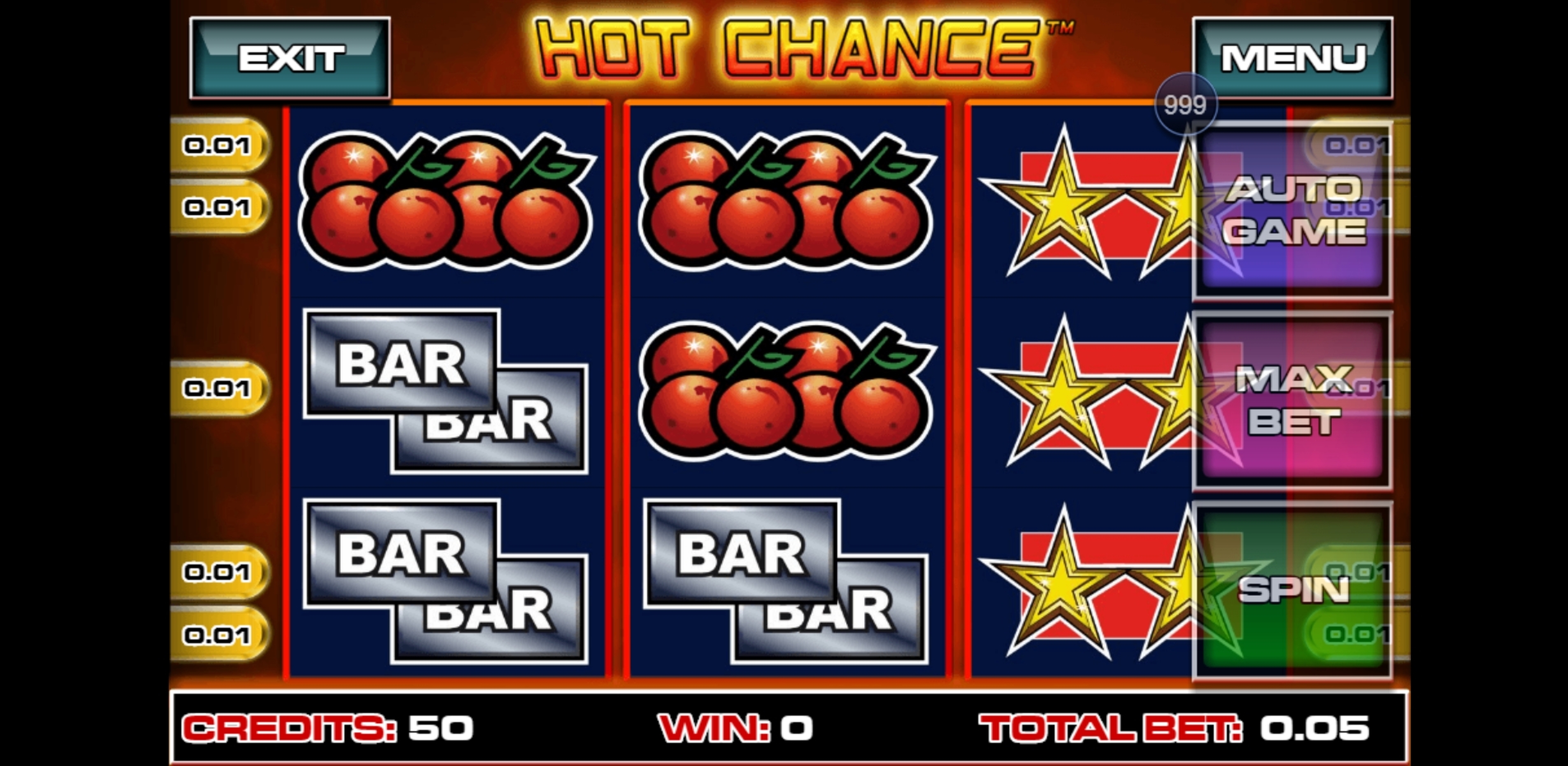 Reels in Hot Chance Slot Game by Greentube