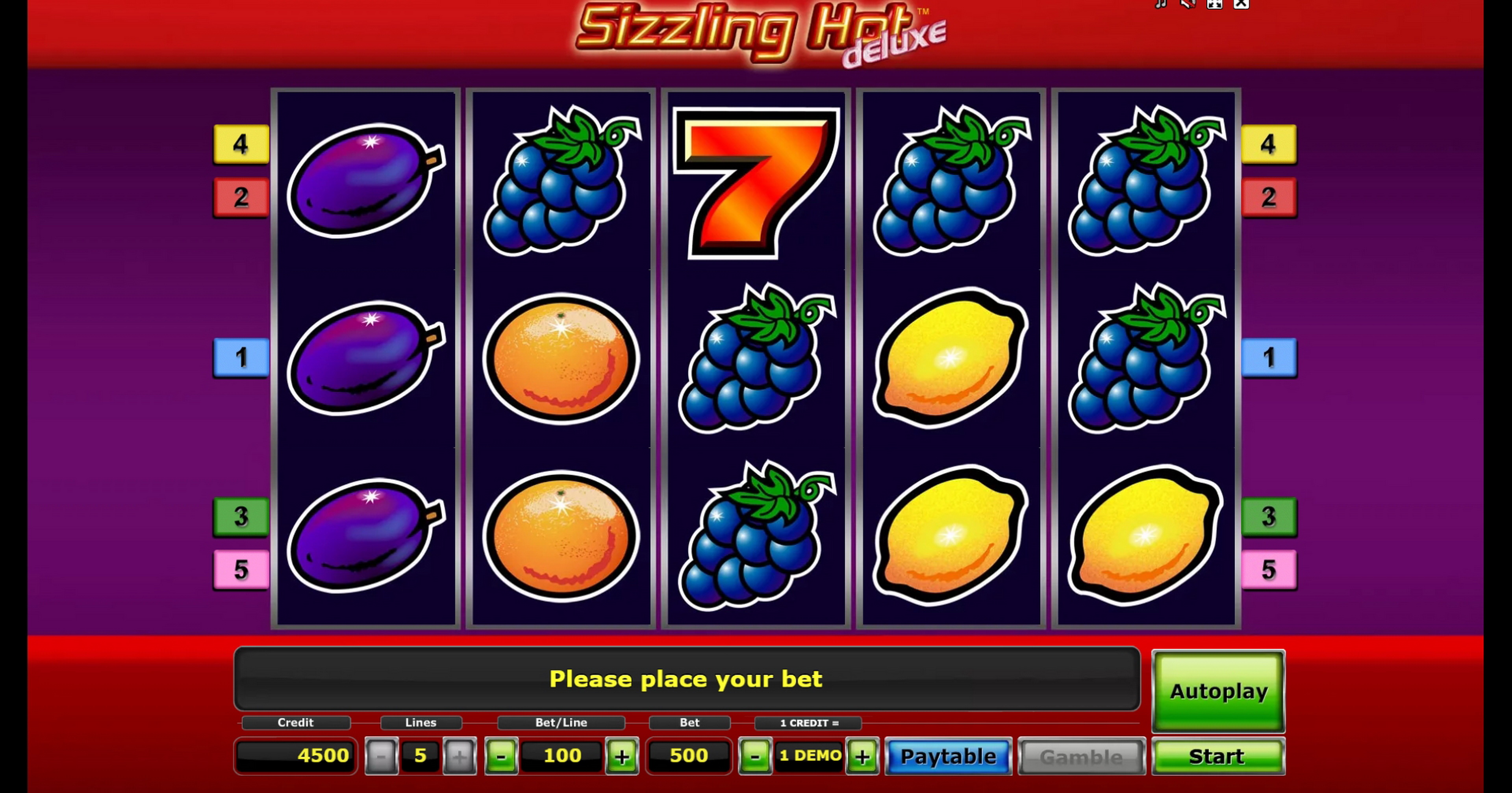 Sizzling Hot deluxe free demo play Slot Machine Online by Greentube