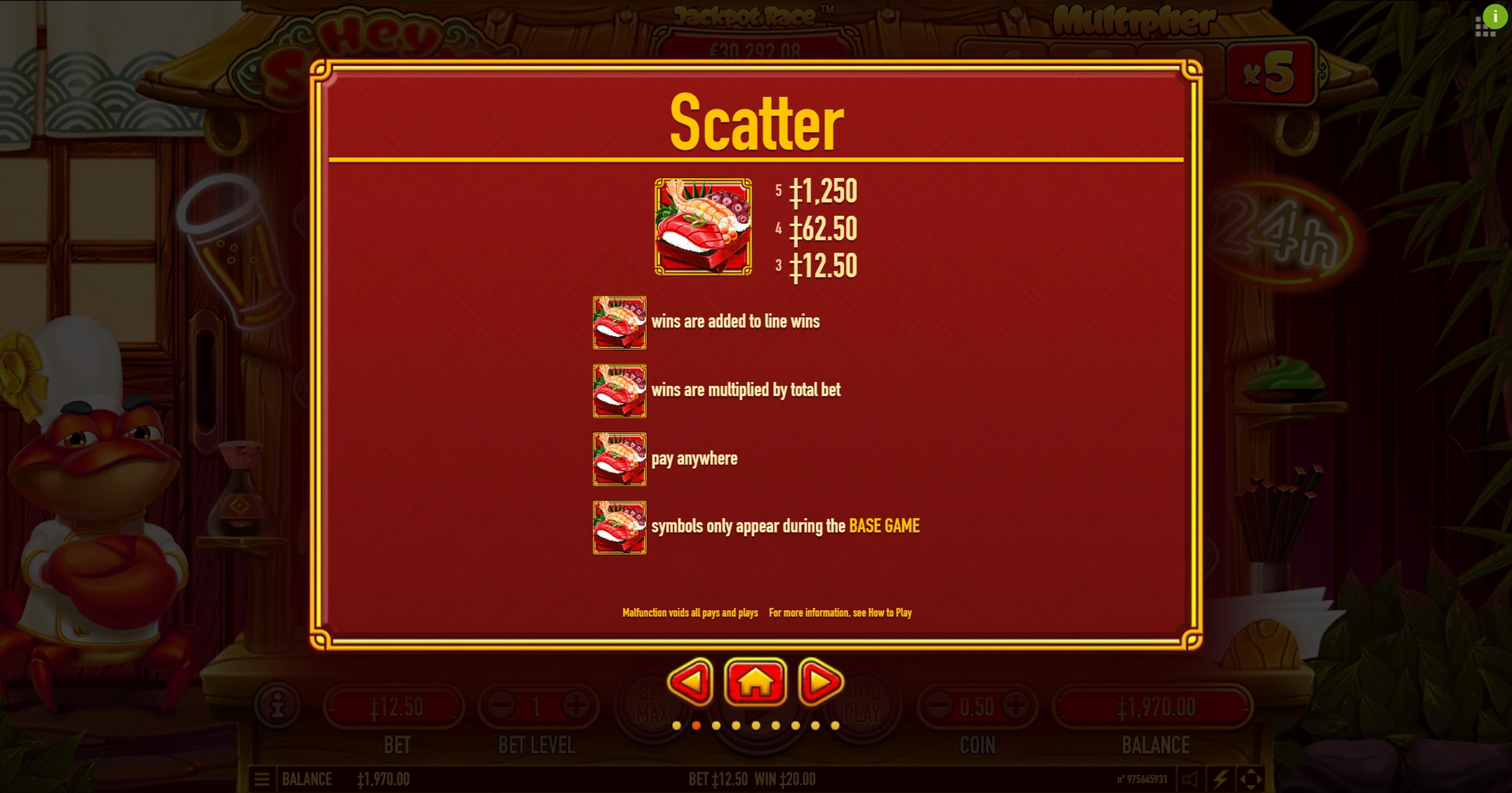 Info of Hey Sushi Slot Game by Habanero