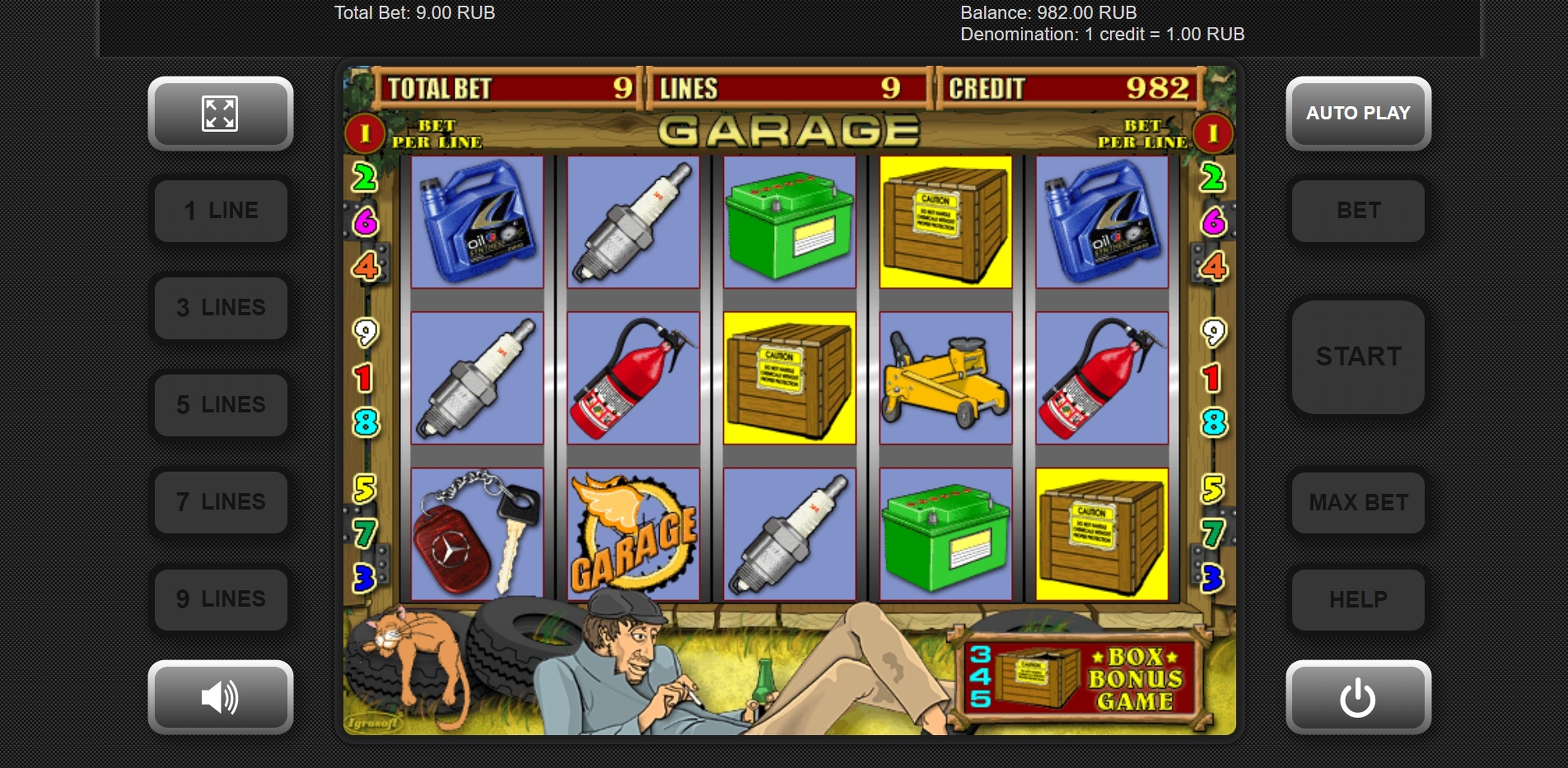Win Money in Garage Free Slot Game by Igrosoft