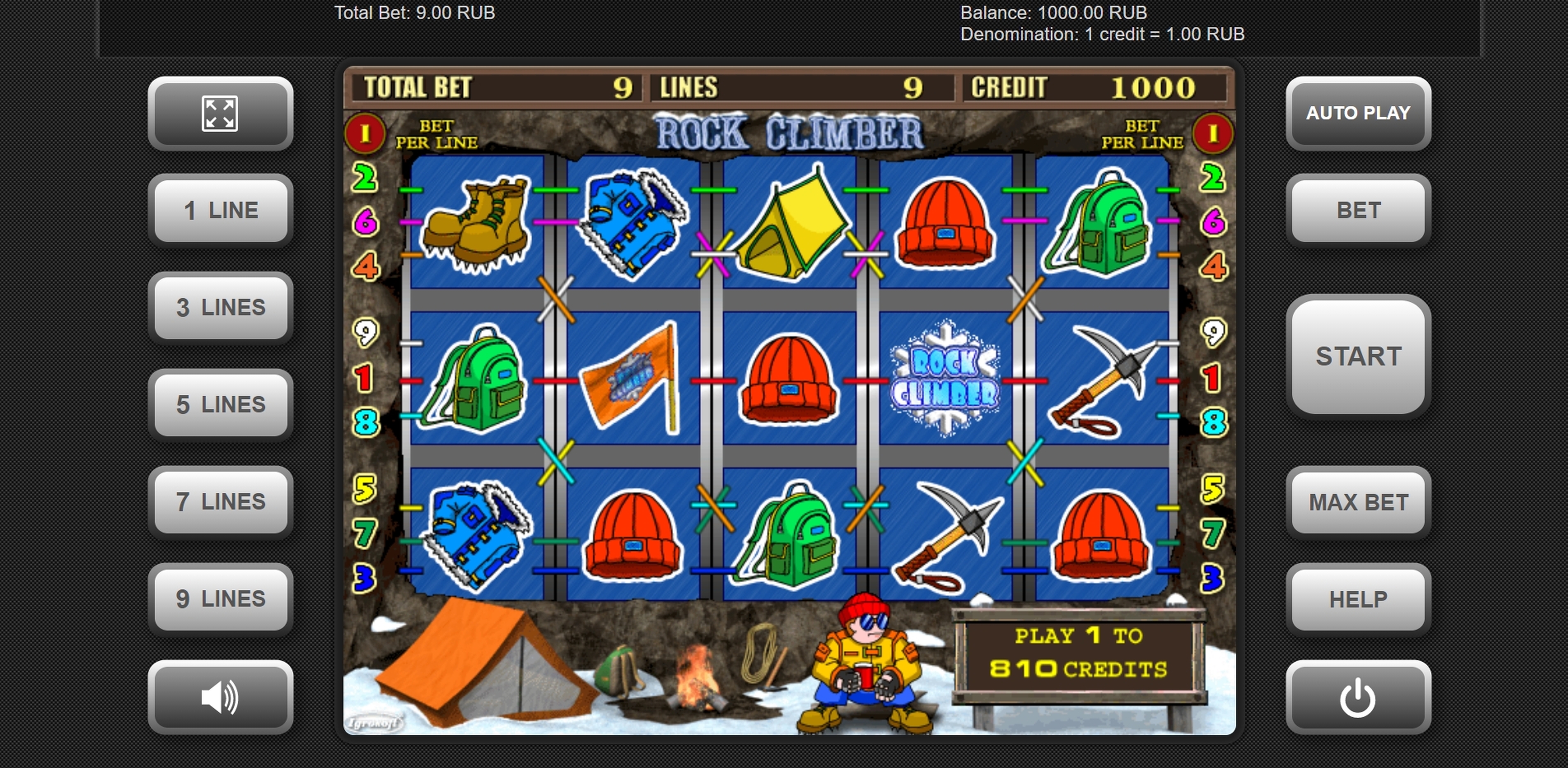 Rock climber slot game