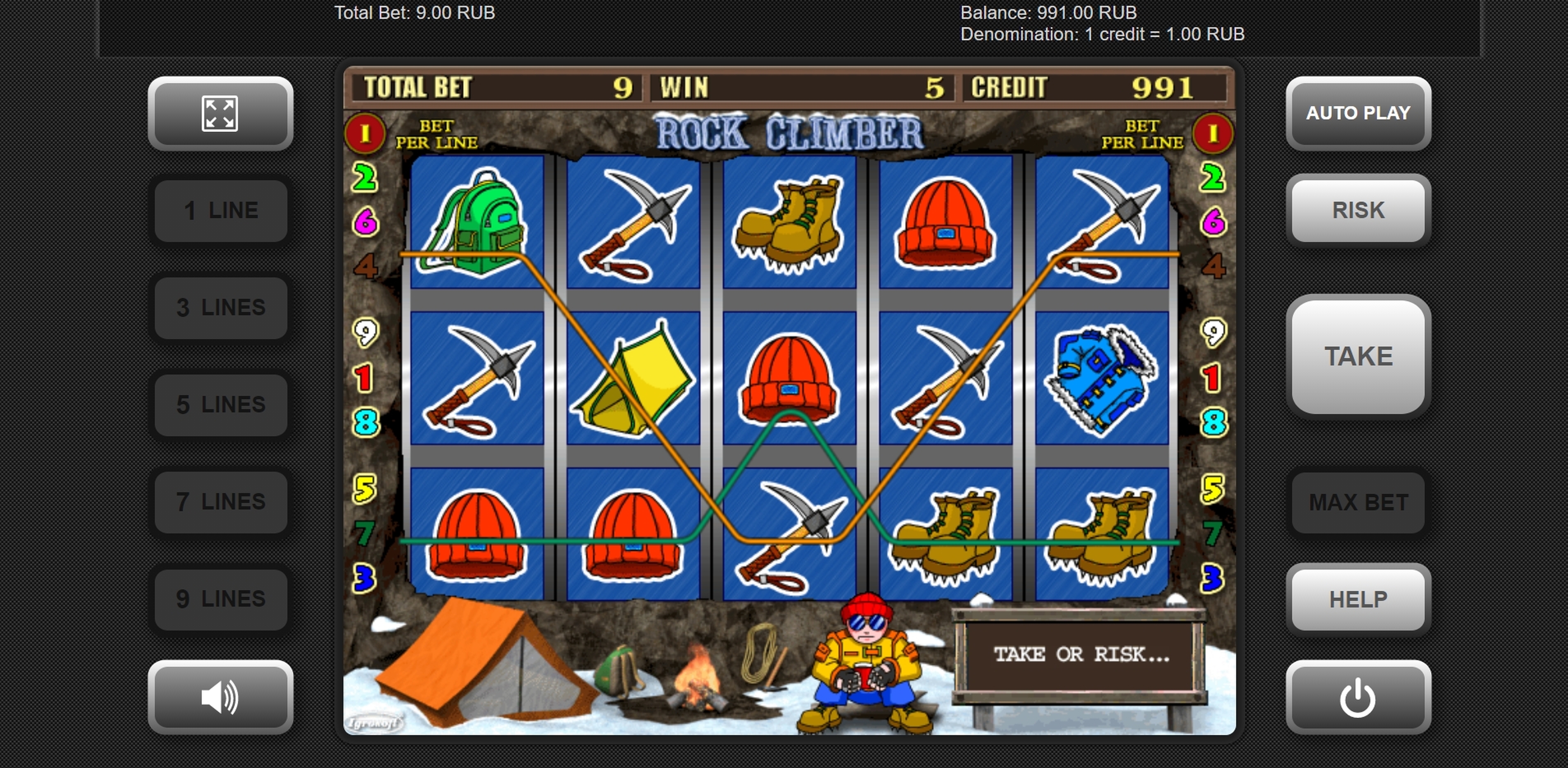 Win Money in Rock Climber Free Slot Game by Igrosoft