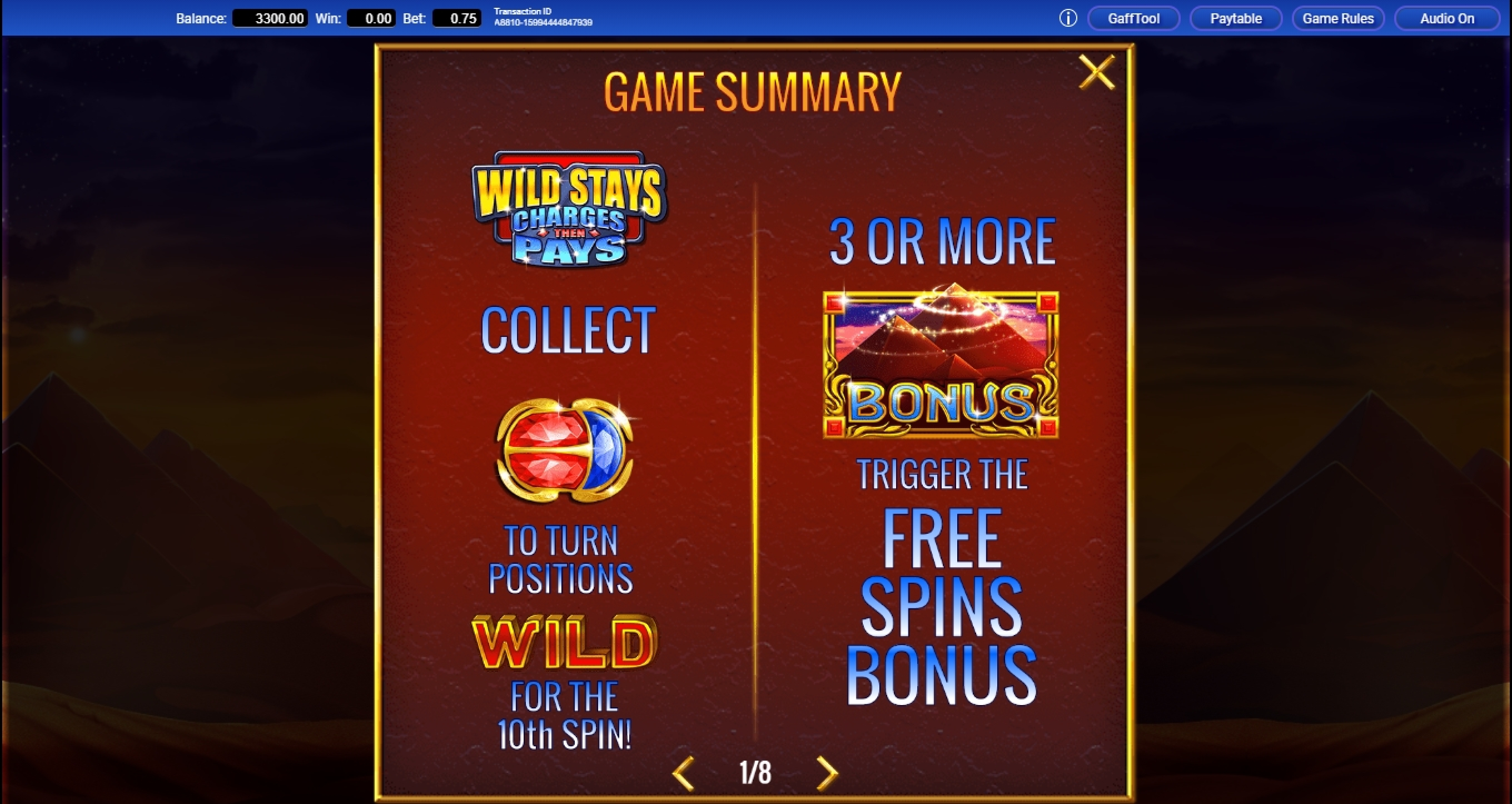 Info of Scarab Slot Game by IGT