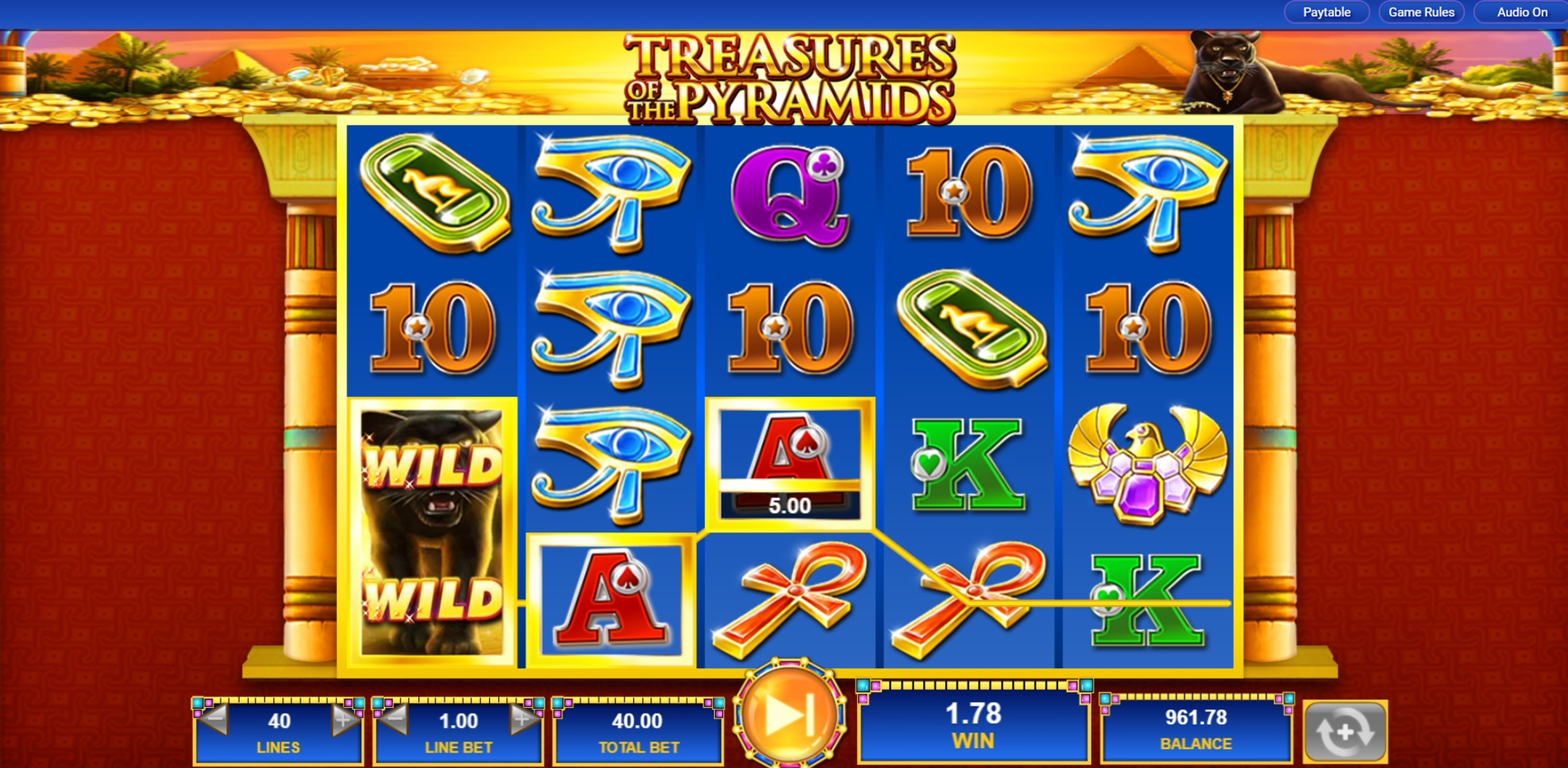 Win Money in Treasures of the Pyramids Free Slot Game by IGT