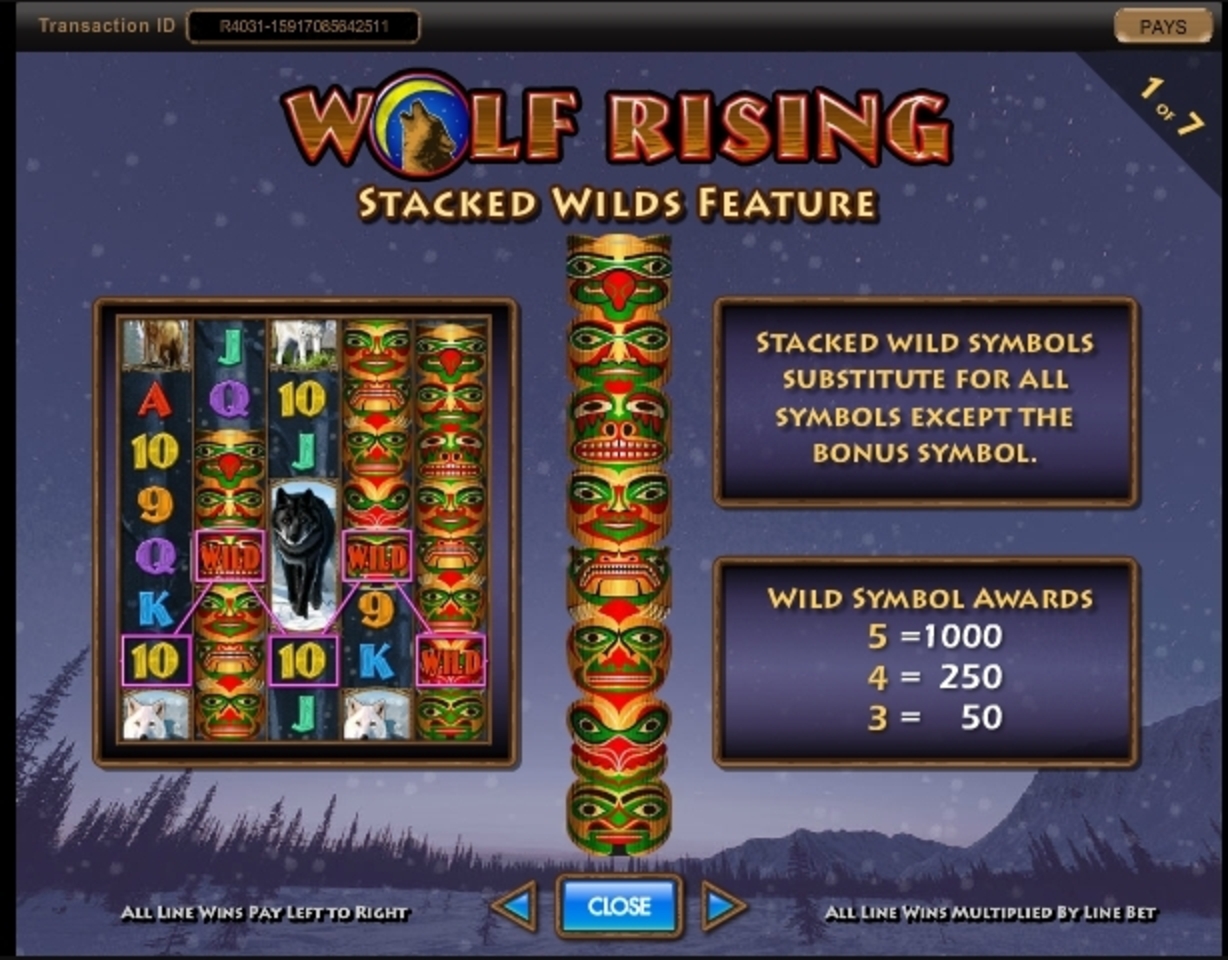 Info of Wolf Rising Slot Game by IGT