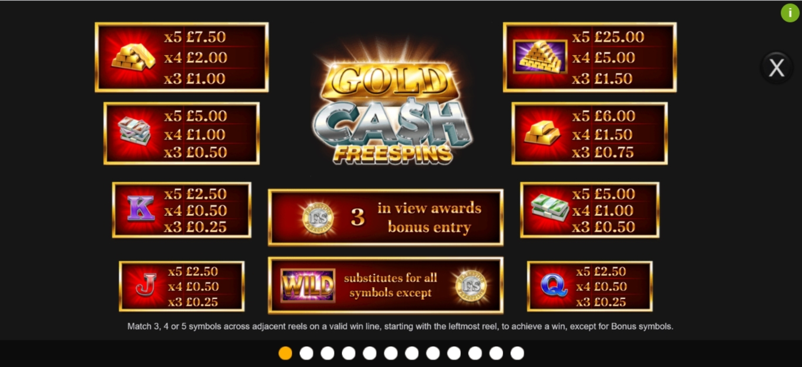 Info of Gold Cash Free Spins Slot Game by Inspired Gaming