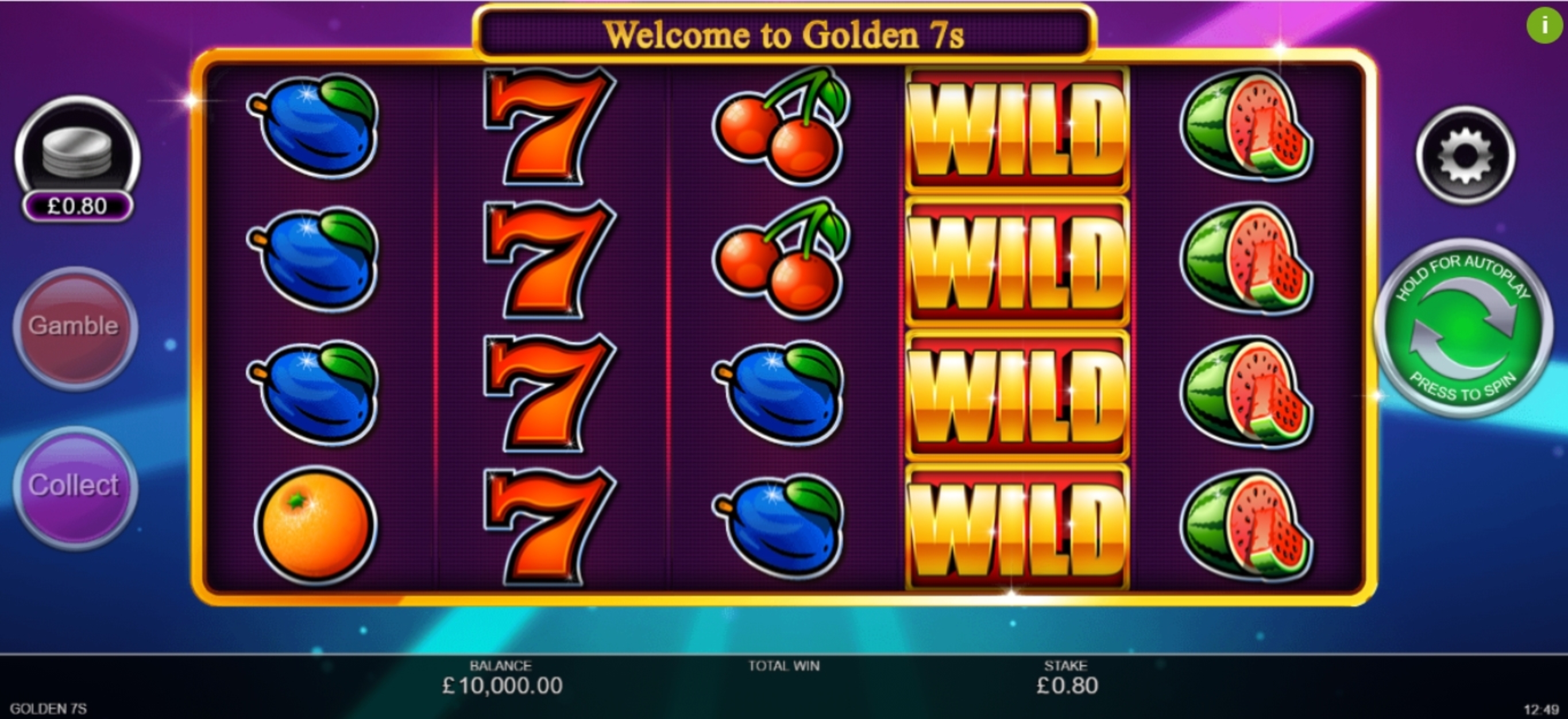 Reels in Golden 7s Slot Game by Inspired Gaming