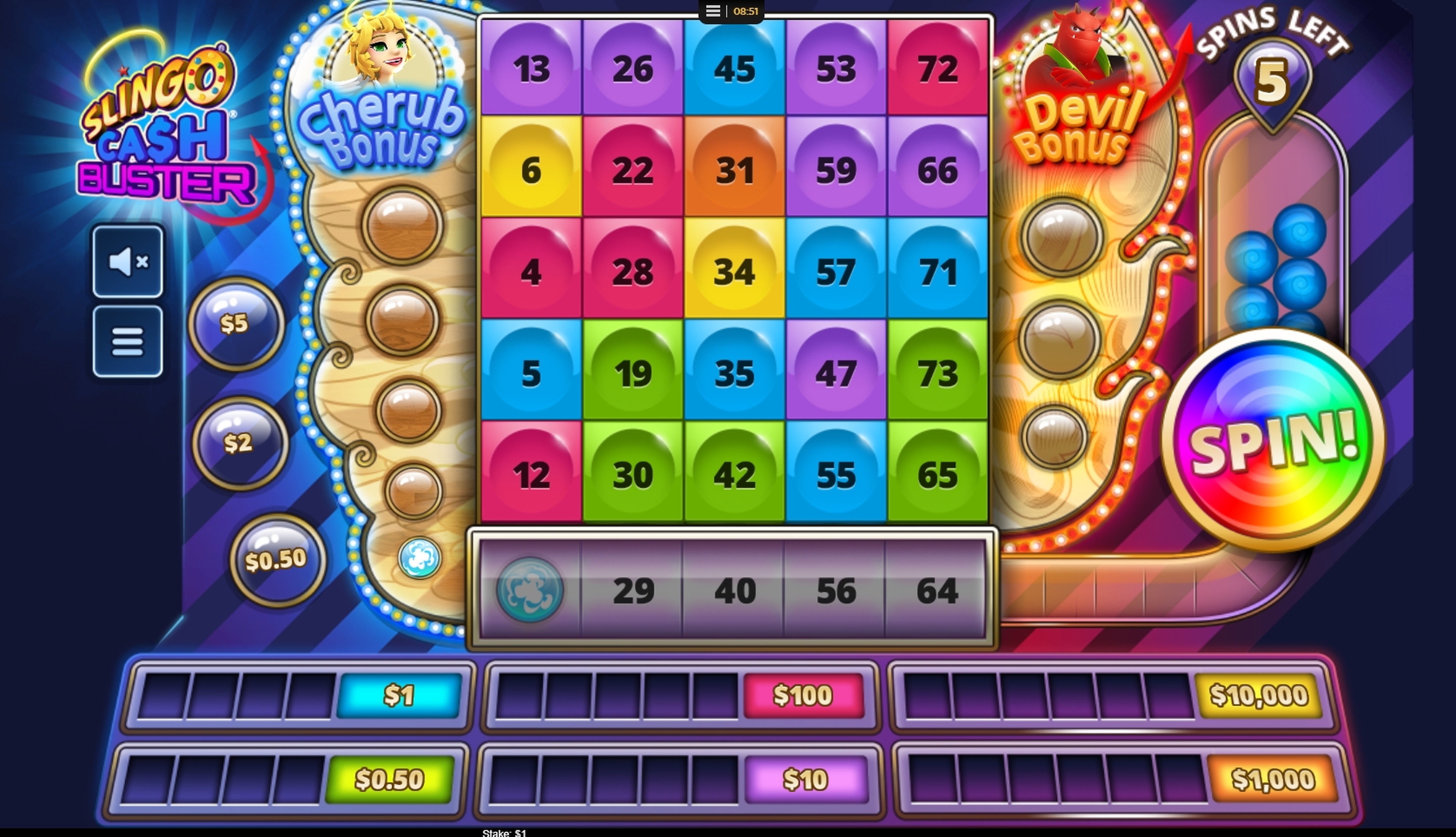 Reels in Slingo Cash Buster Slot Game by IWG