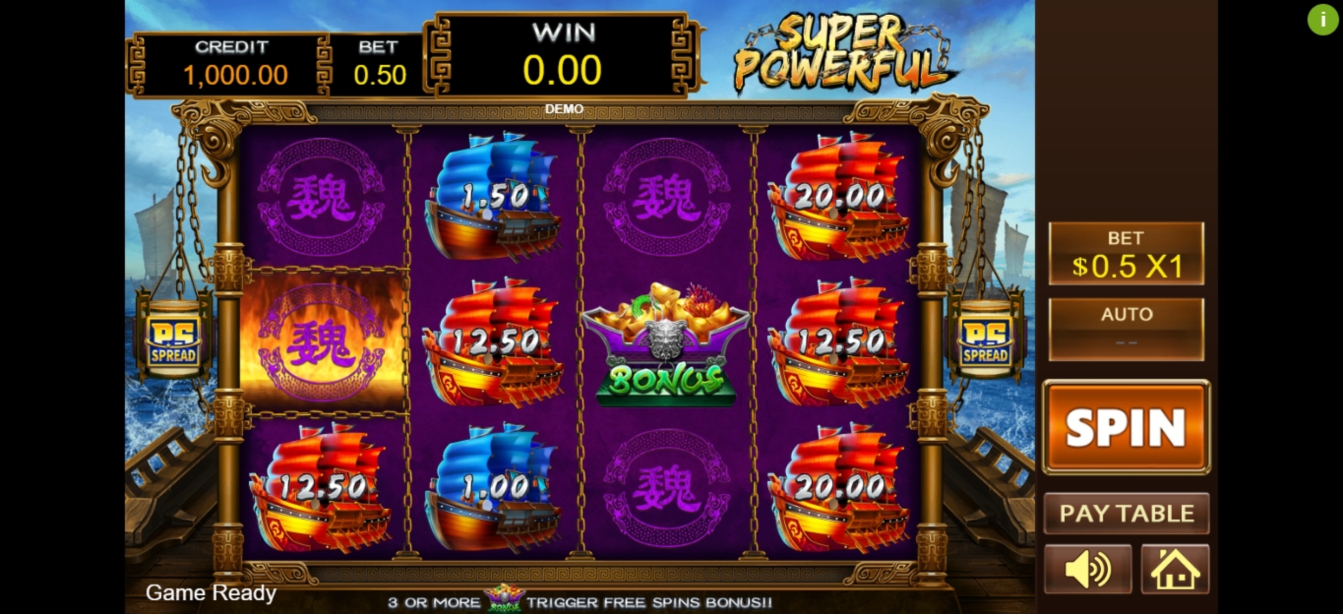 Reels in Super Powerful Slot Game by PlayStar
