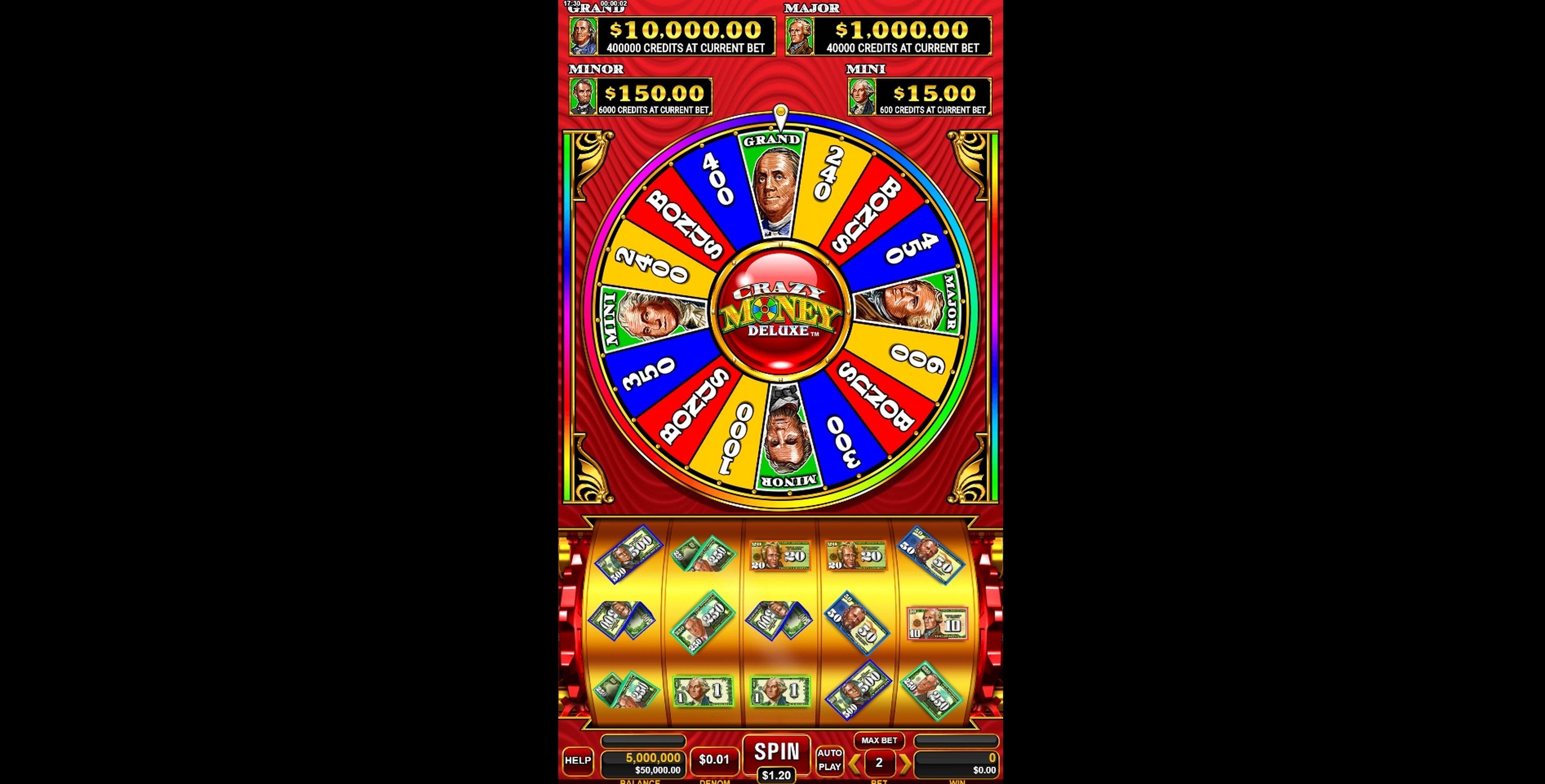 Reels in Crazy Money Deluxe Slot Game by Incredible Technologies