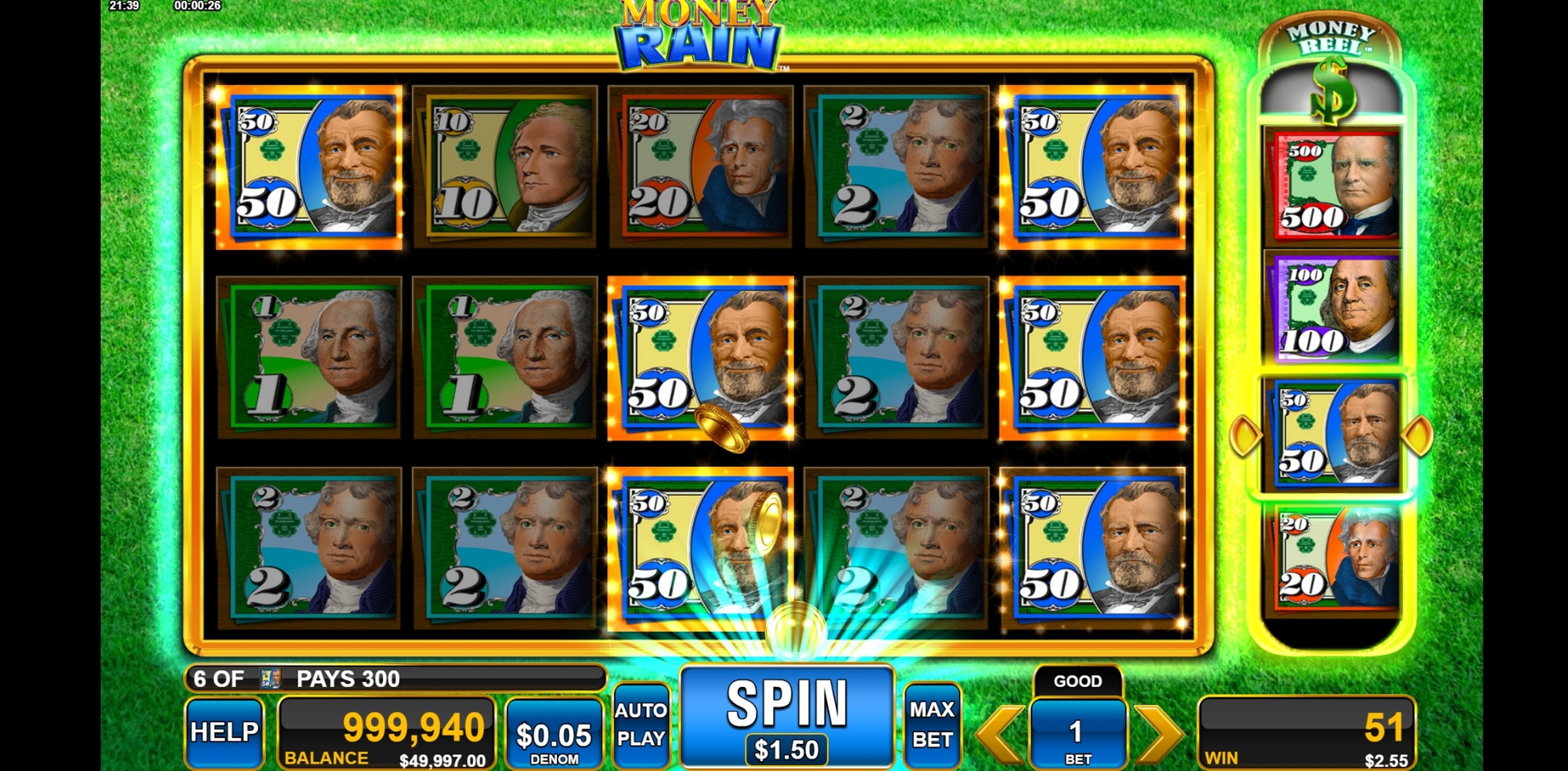 Win Money in Money Rain Free Slot Game by Incredible Technologies