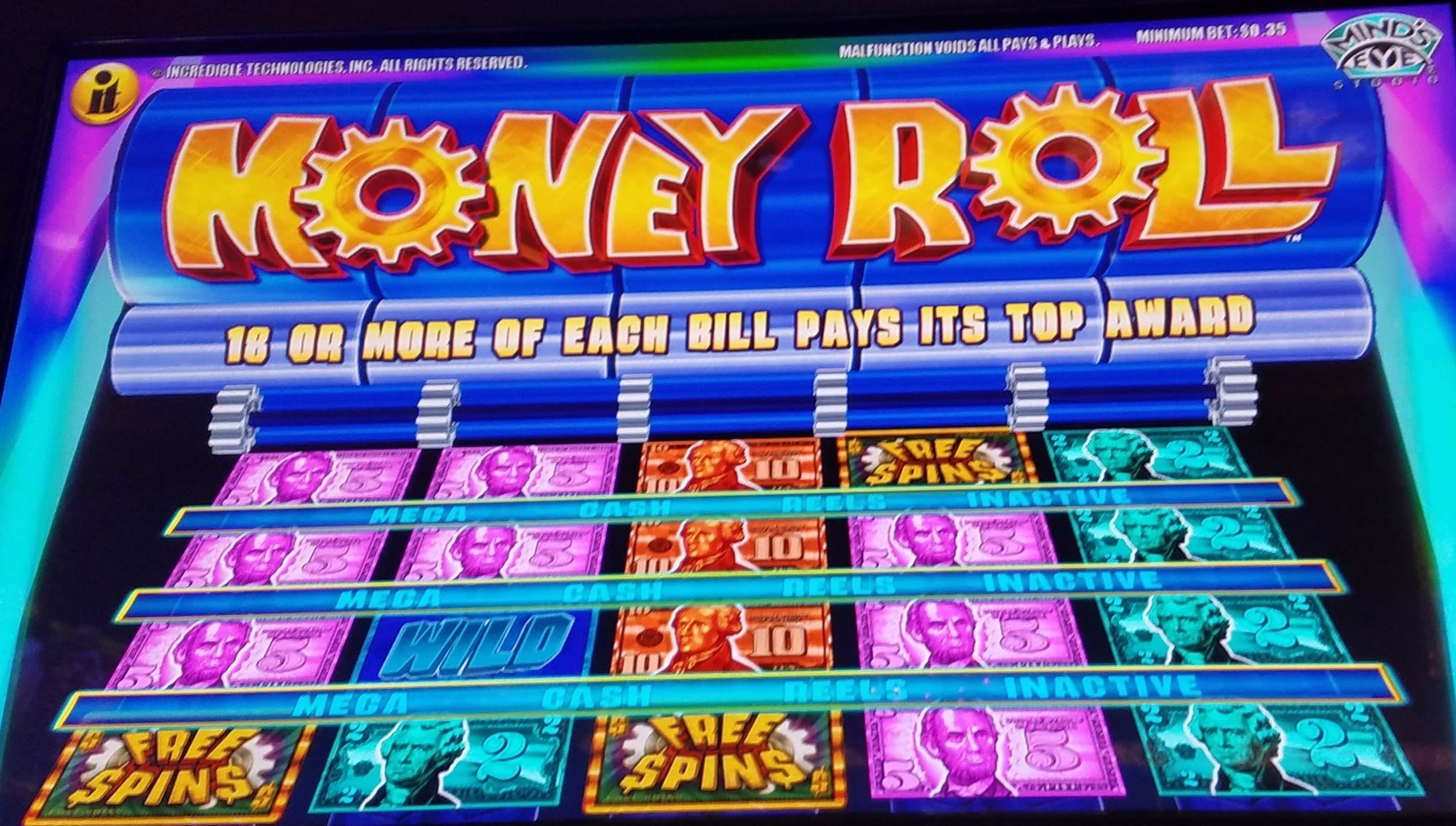 Reels in Money Roll Super Sky Wheel Slot Game by Incredible Technologies