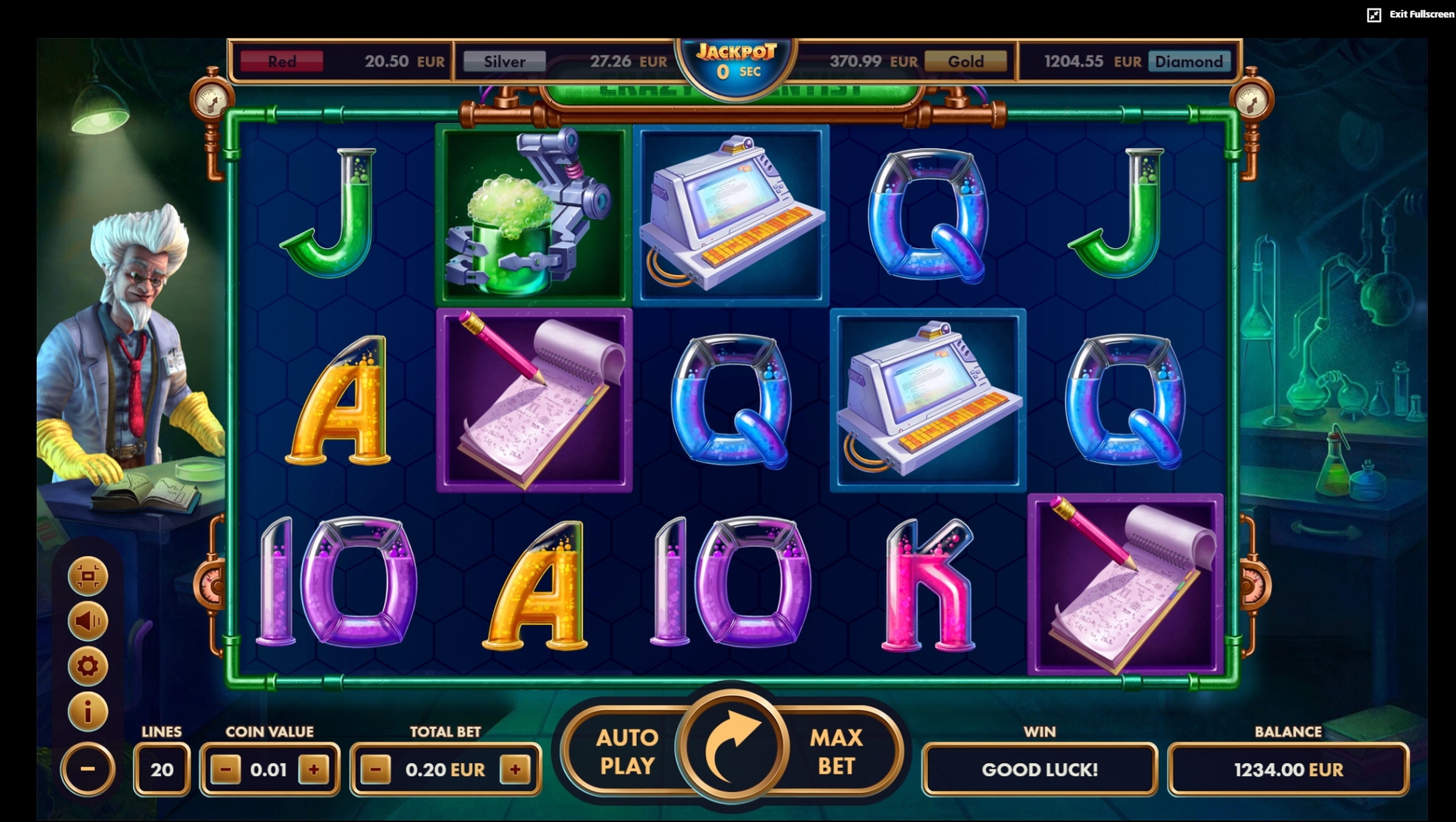 Reels in Crazy Scientist Slot Game by Jumbo Games