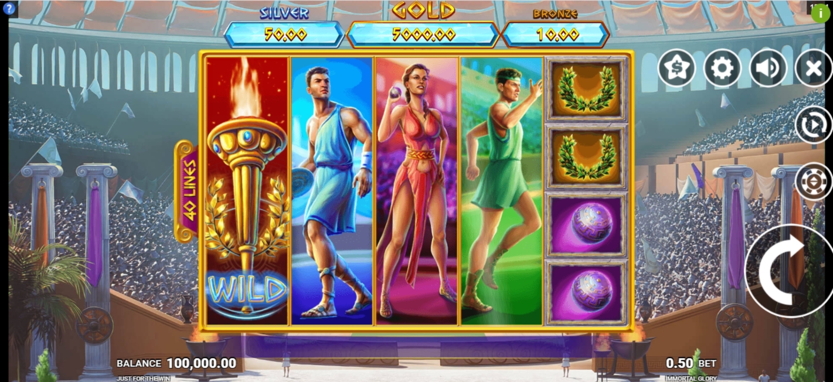 Reels in Immortal Glory Slot Game by Just For The Win