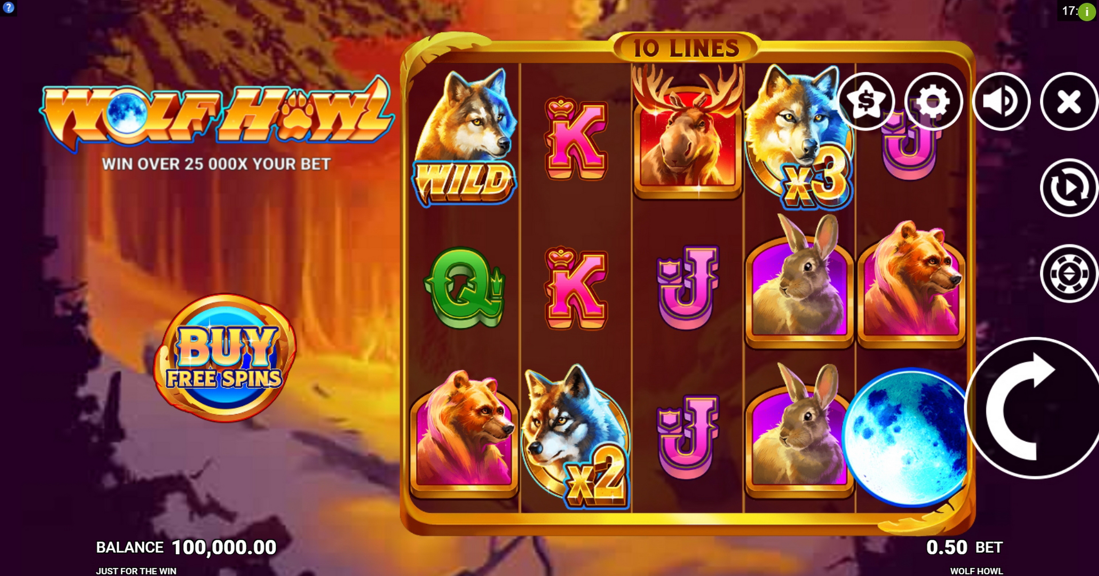 Reels in Wolf Howl Slot Game by Just For The Win