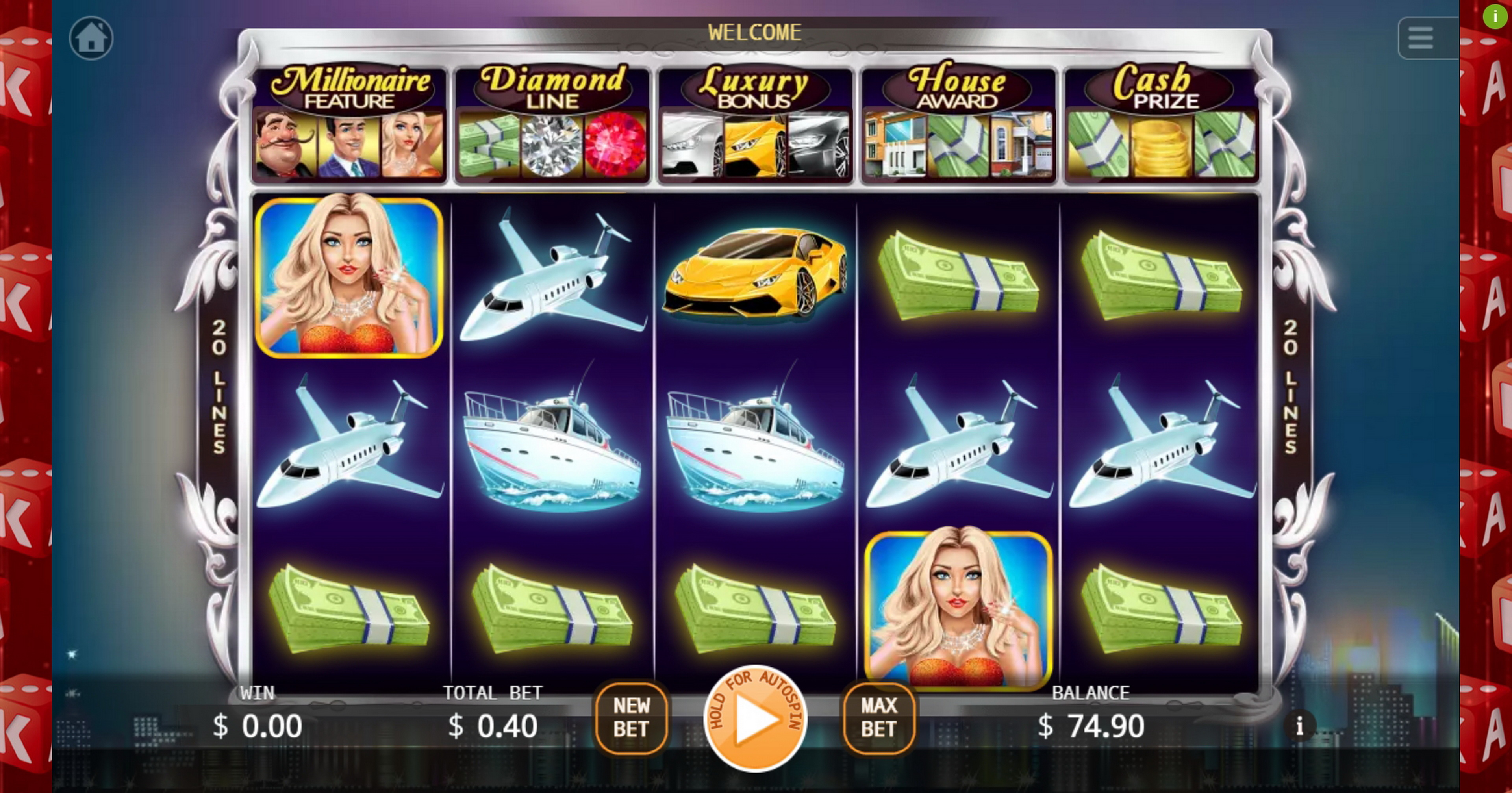 Reels in Millionaires Slot Game by KA Gaming