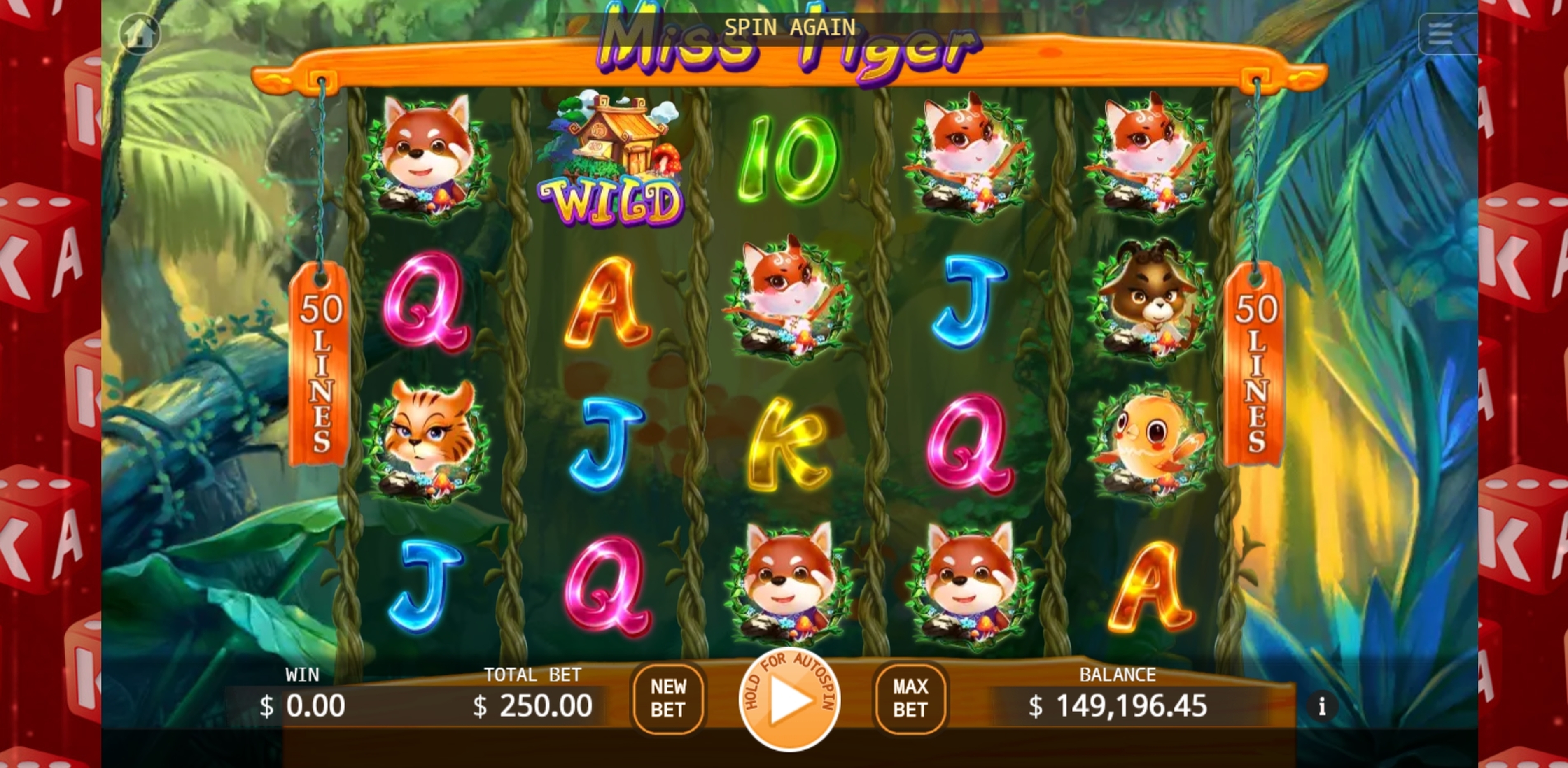 Reels in Miss Tiger Slot Game by KA Gaming
