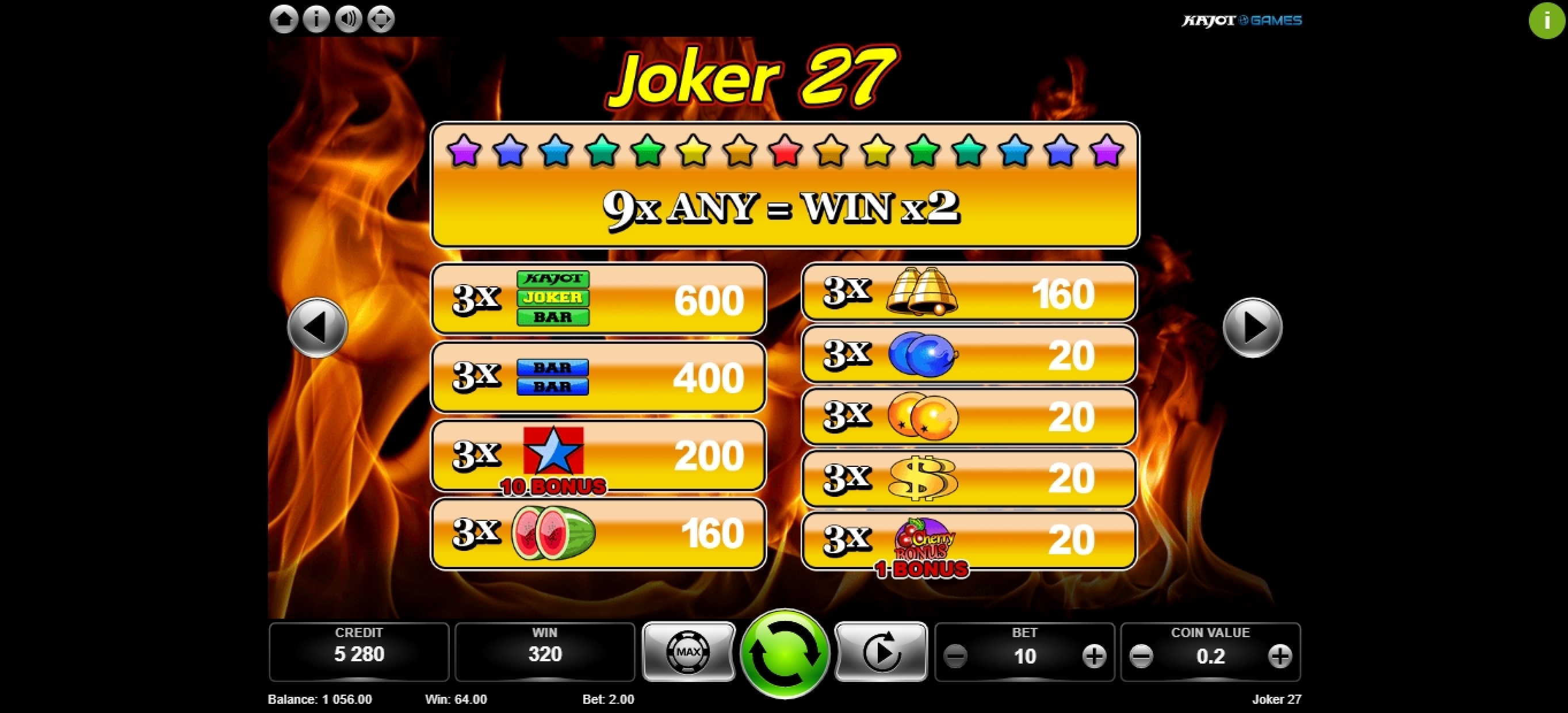 Info of Joker 27 Slot Game by Kajot