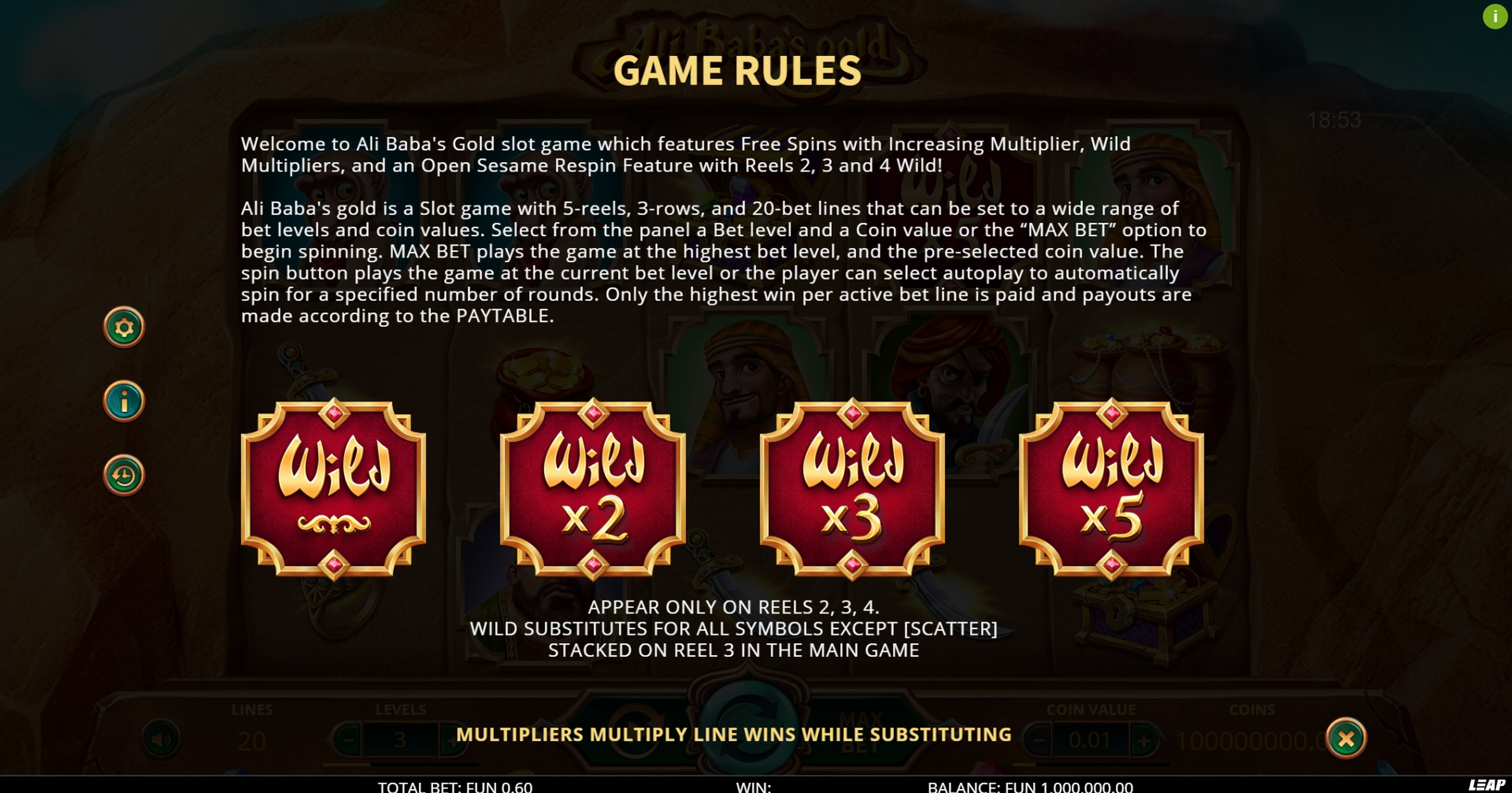 Info of Ali Baba's Gold Slot Game by Leap