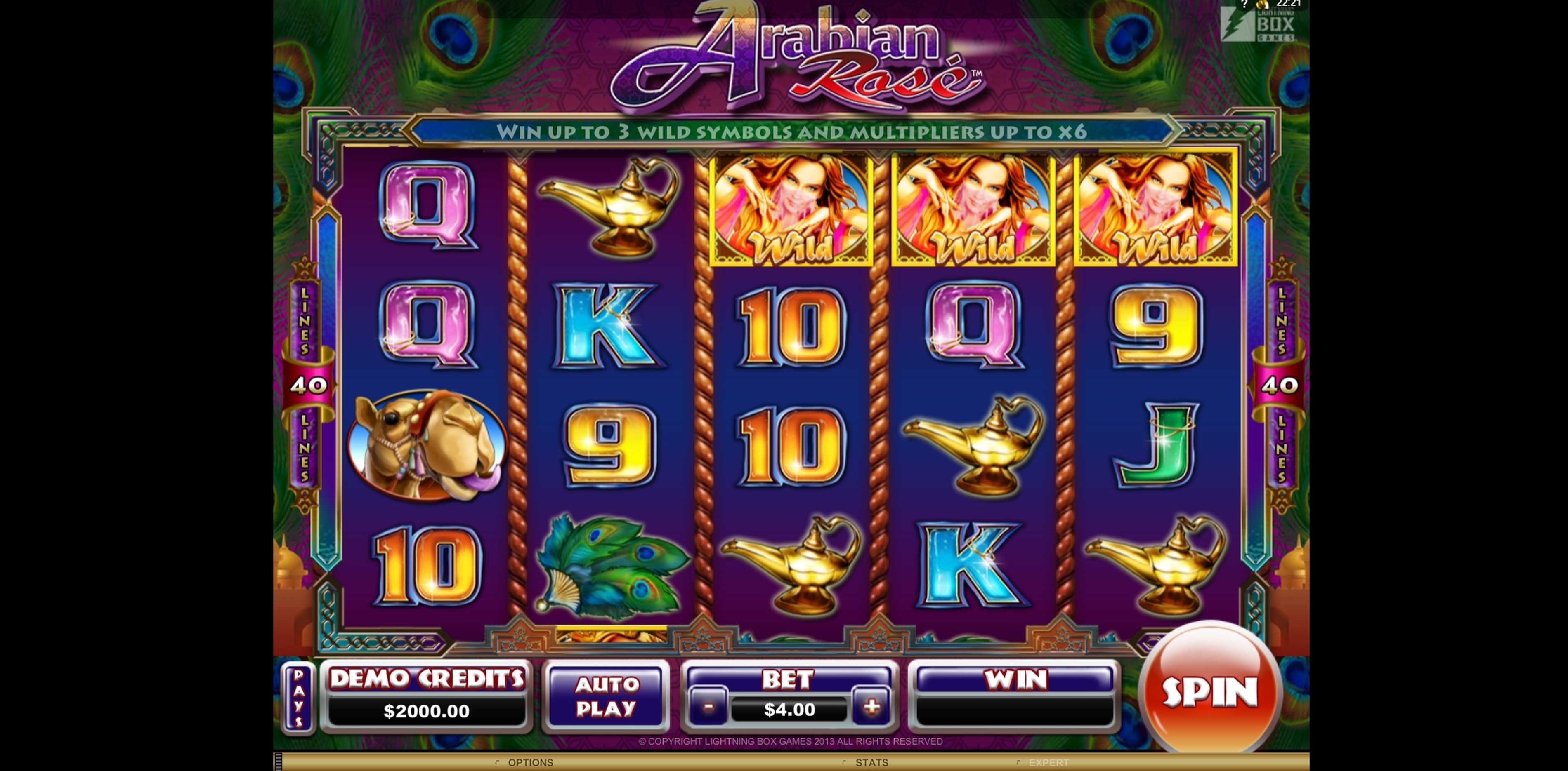 Reels in Arabian Rose Slot Game by Lightning Box
