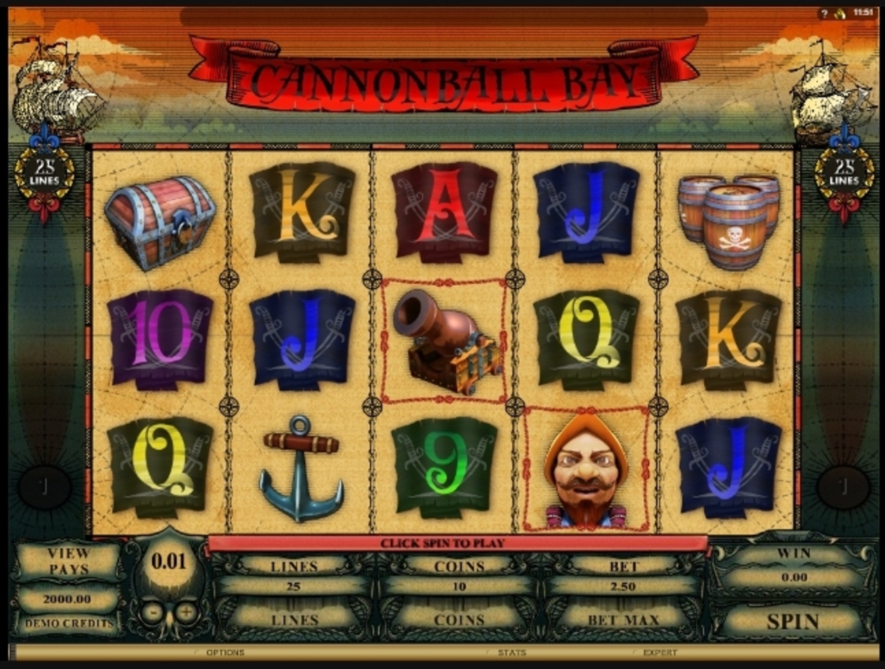 Reels in Cannonball Bay Slot Game by Microgaming