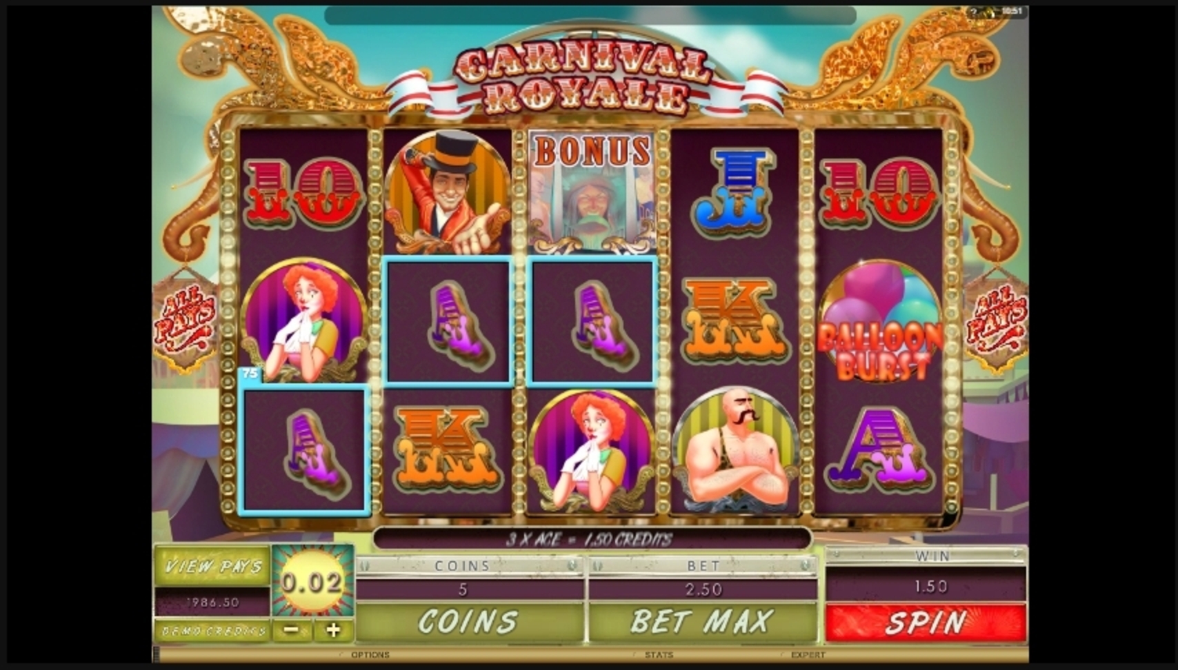 Win Money in Carnival Royale Free Slot Game by Microgaming