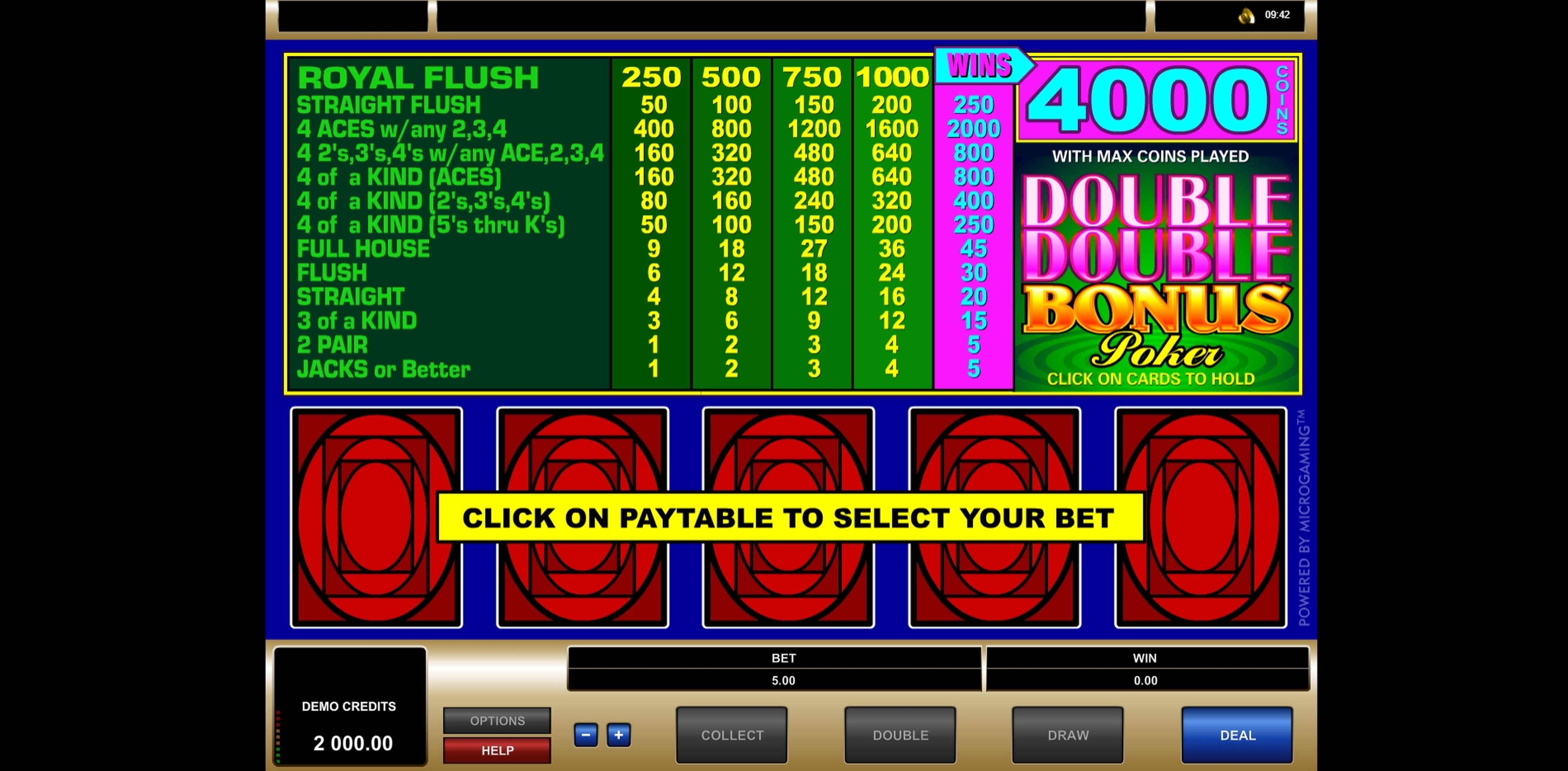 Reels in Double Double Bonus Poker (Microgaming) Slot Game by Microgaming
