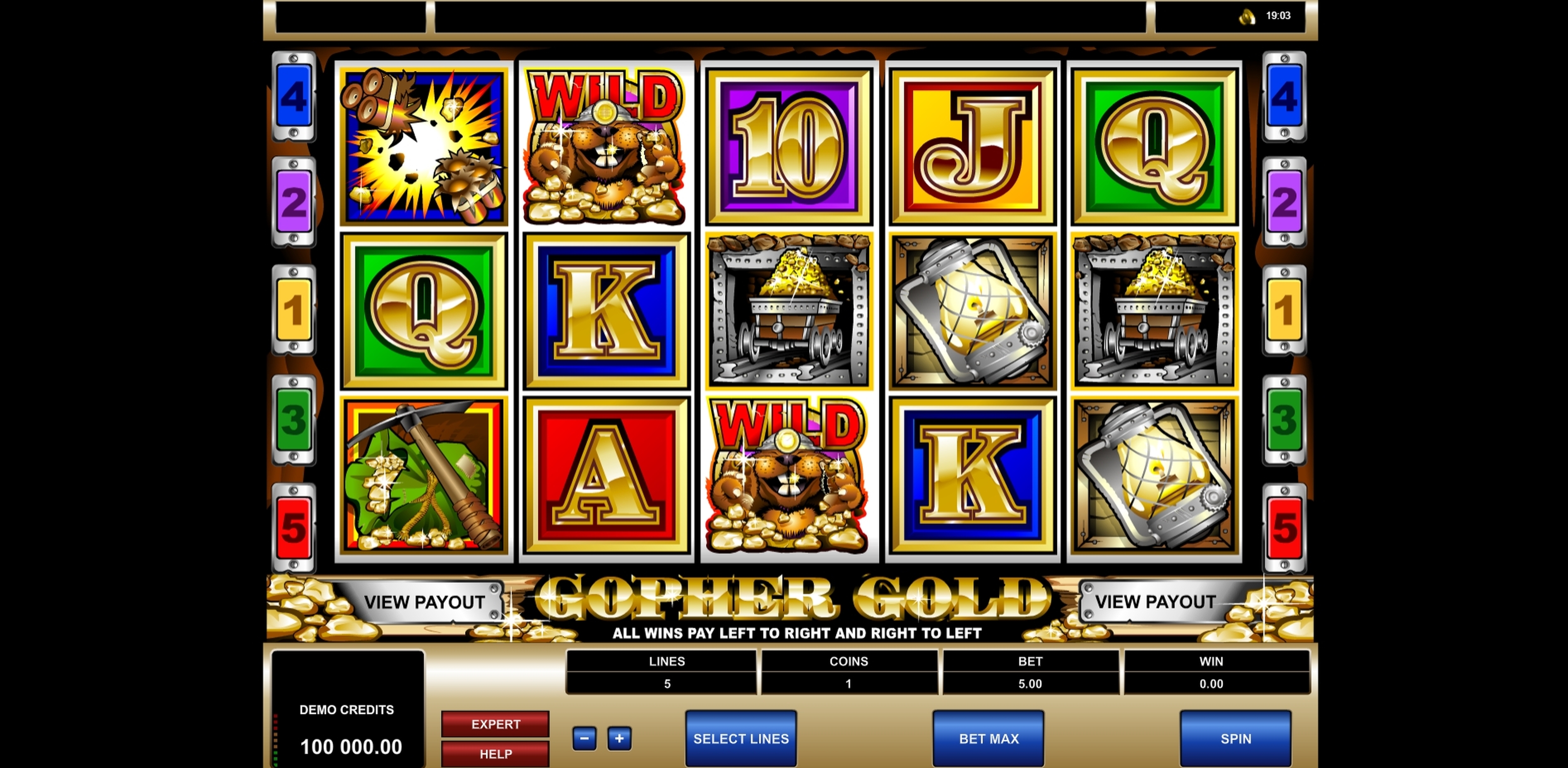 Reels in Gopher Gold Slot Game by Microgaming