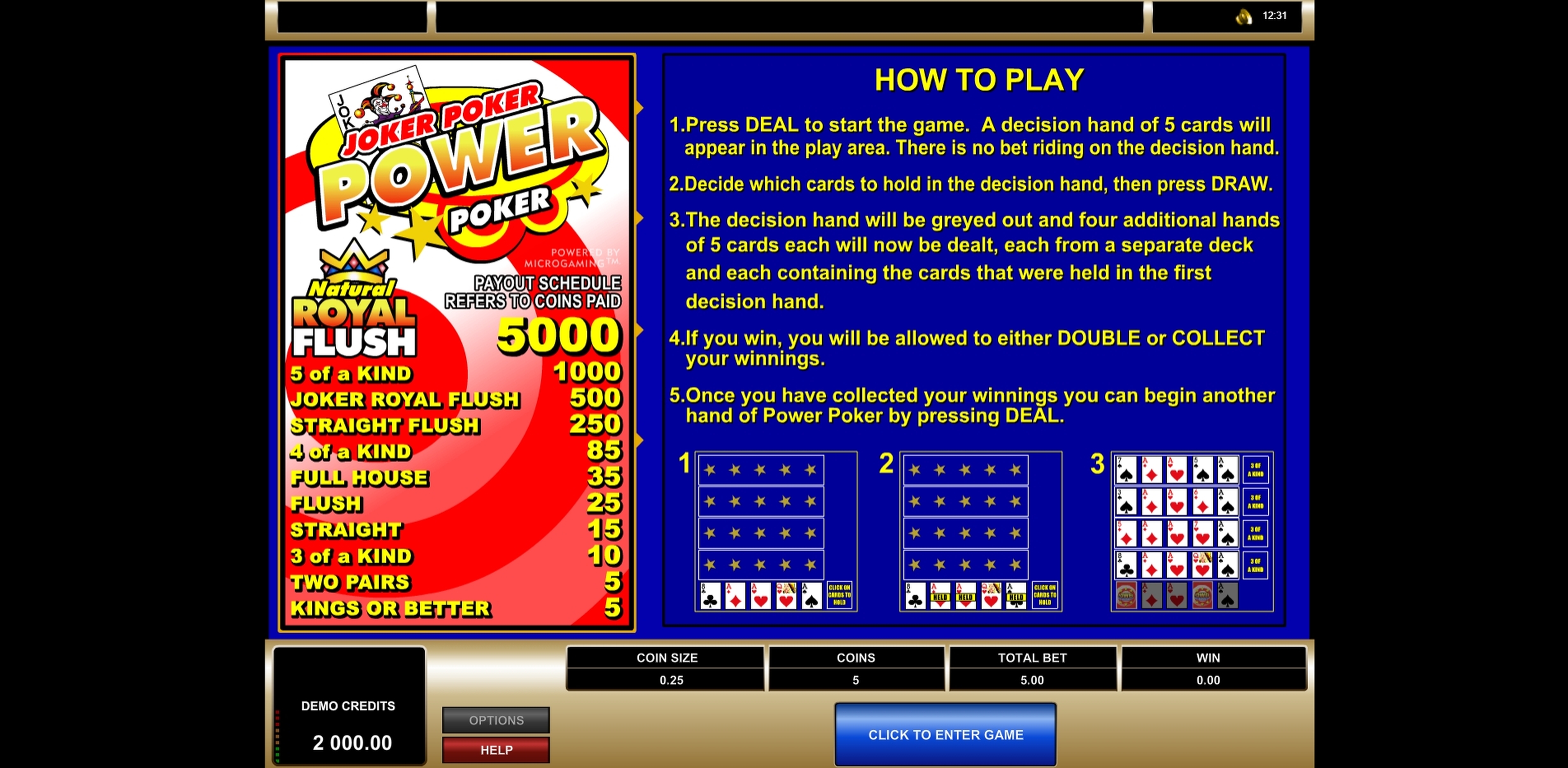 Play Joker Poker Power Poker Free Casino Slot Game by Microgaming