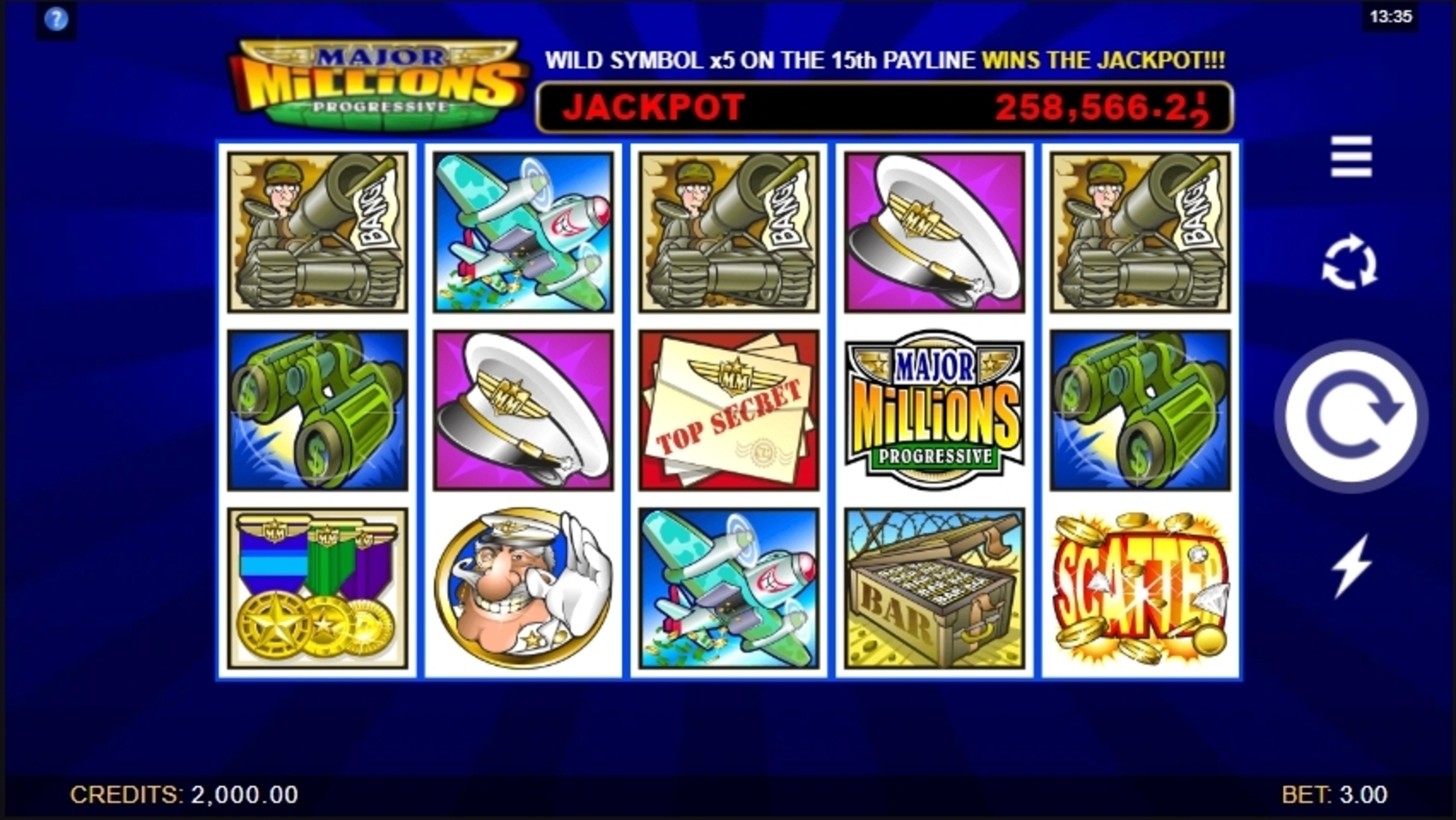 Reels in Major Millions Slot Game by Microgaming