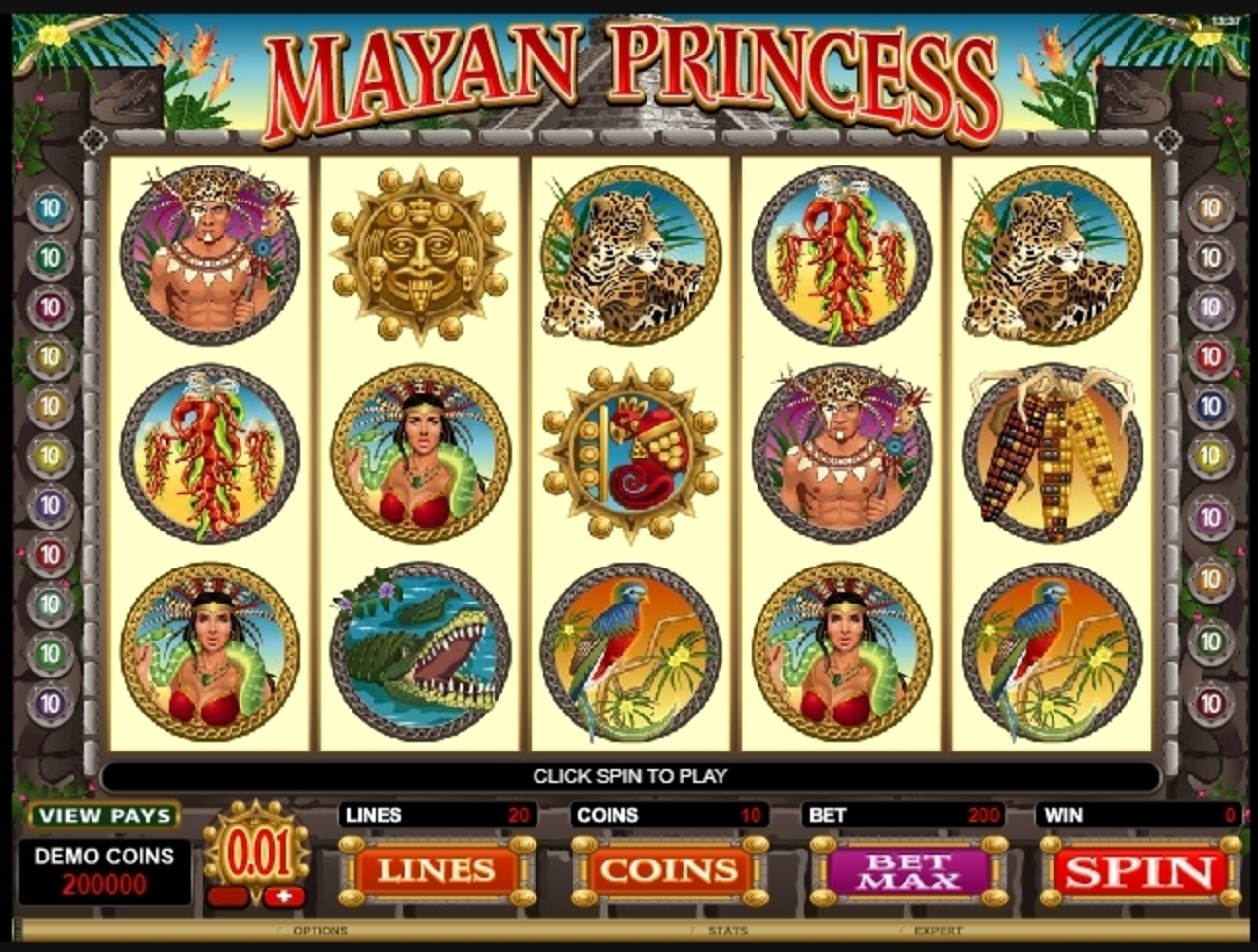 Reels in Mayan Princess Slot Game by Microgaming
